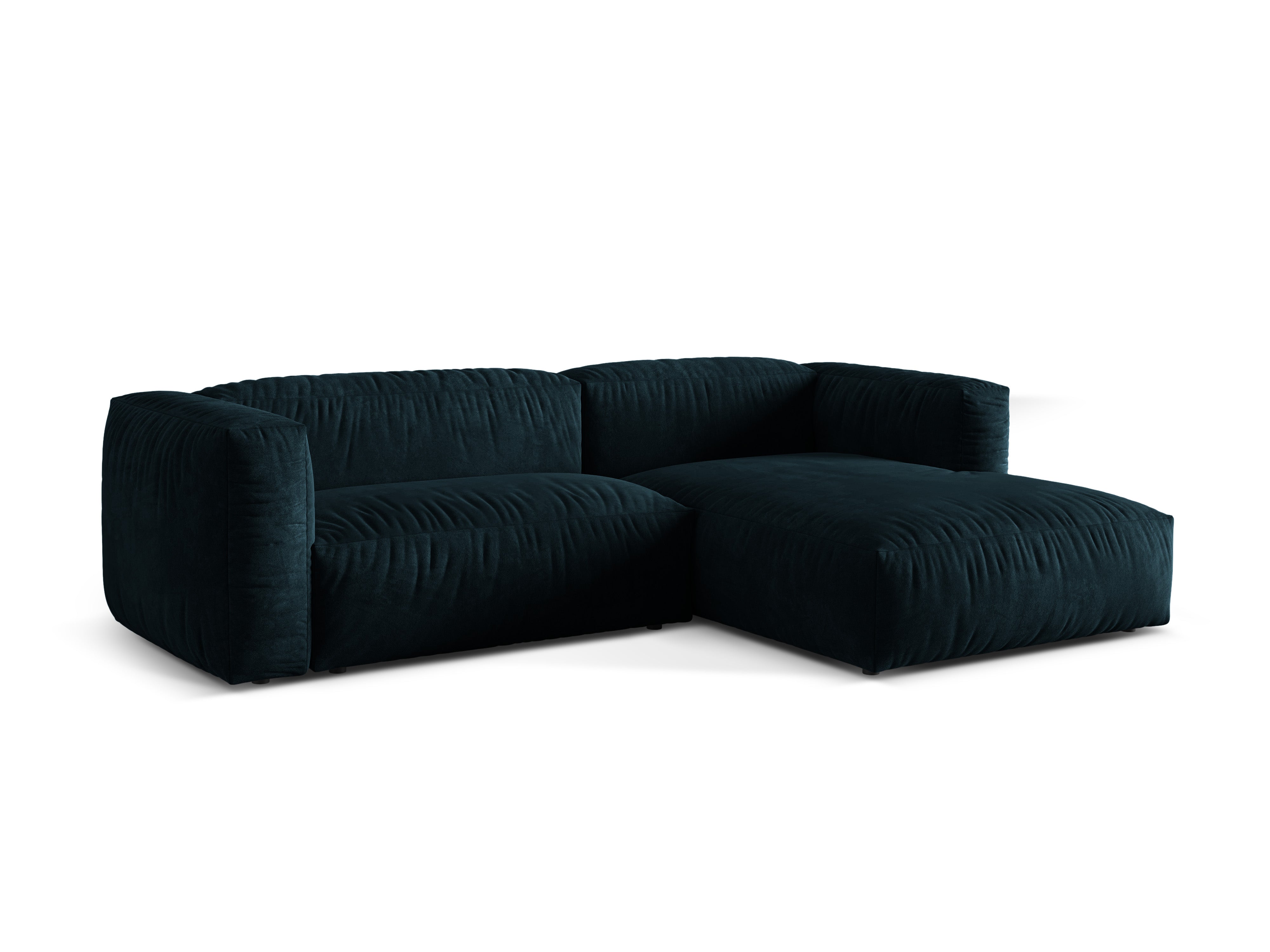 Rechte Velvet-Ecke 2-Personen Martin Navy Blue Benzin