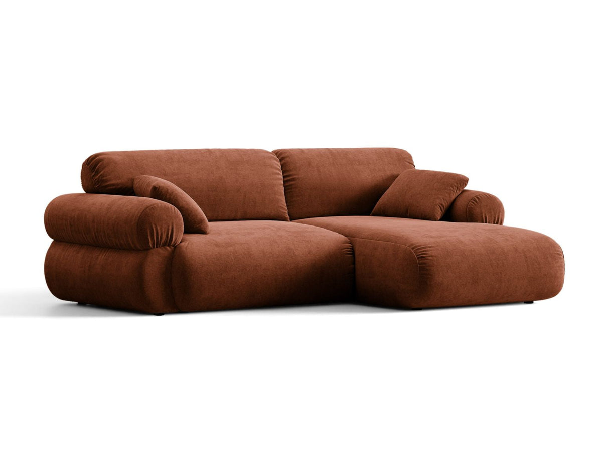 Narożnik 2-osobowy prawostronny OPHELIA ceglany – ujęcie boczne