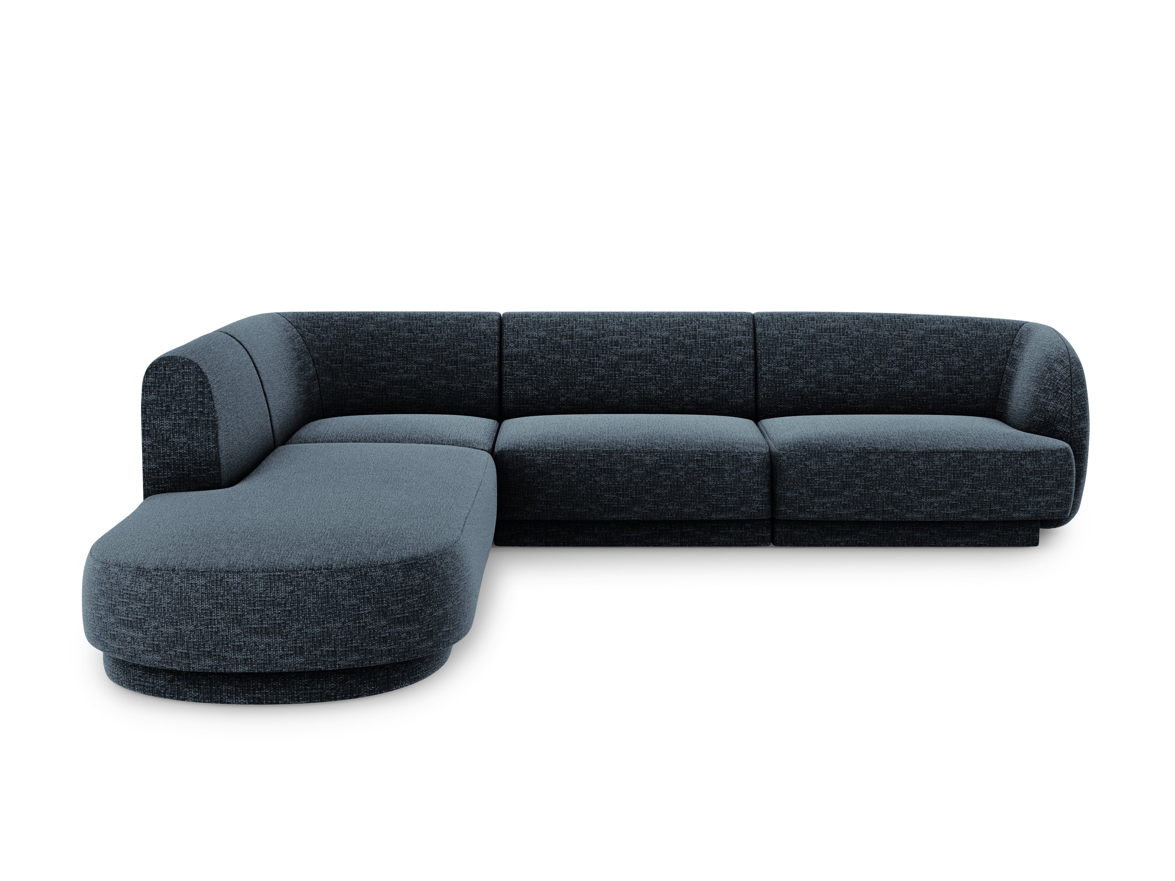 Narożnik 6-osobowy w tkaninie szenilowej lewostronny MILEY granatowy Micadoni    Eye on Design