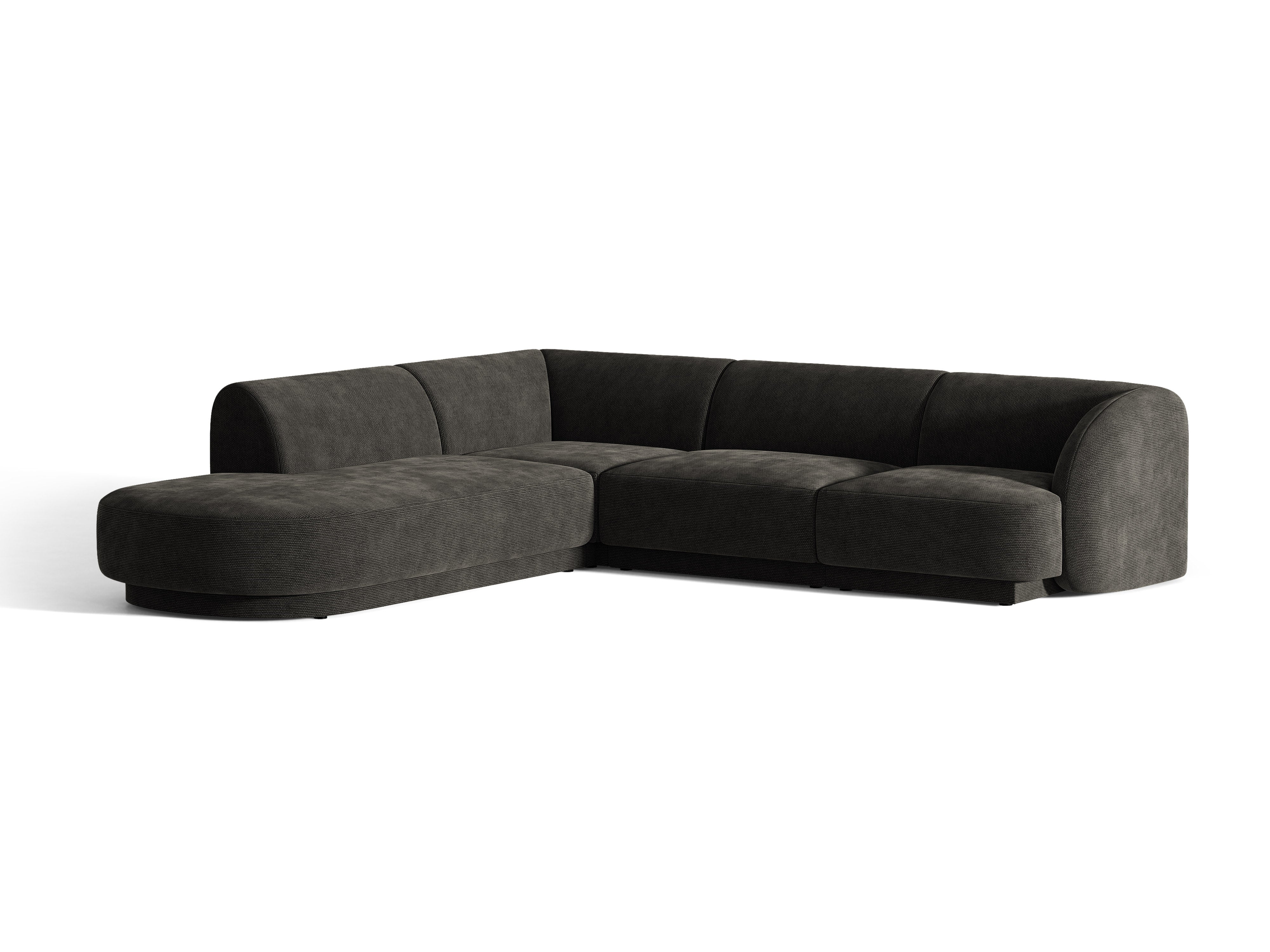 Linksseitiges 6-Sitzer-Sofa MILEY aus schwarzem Chenille