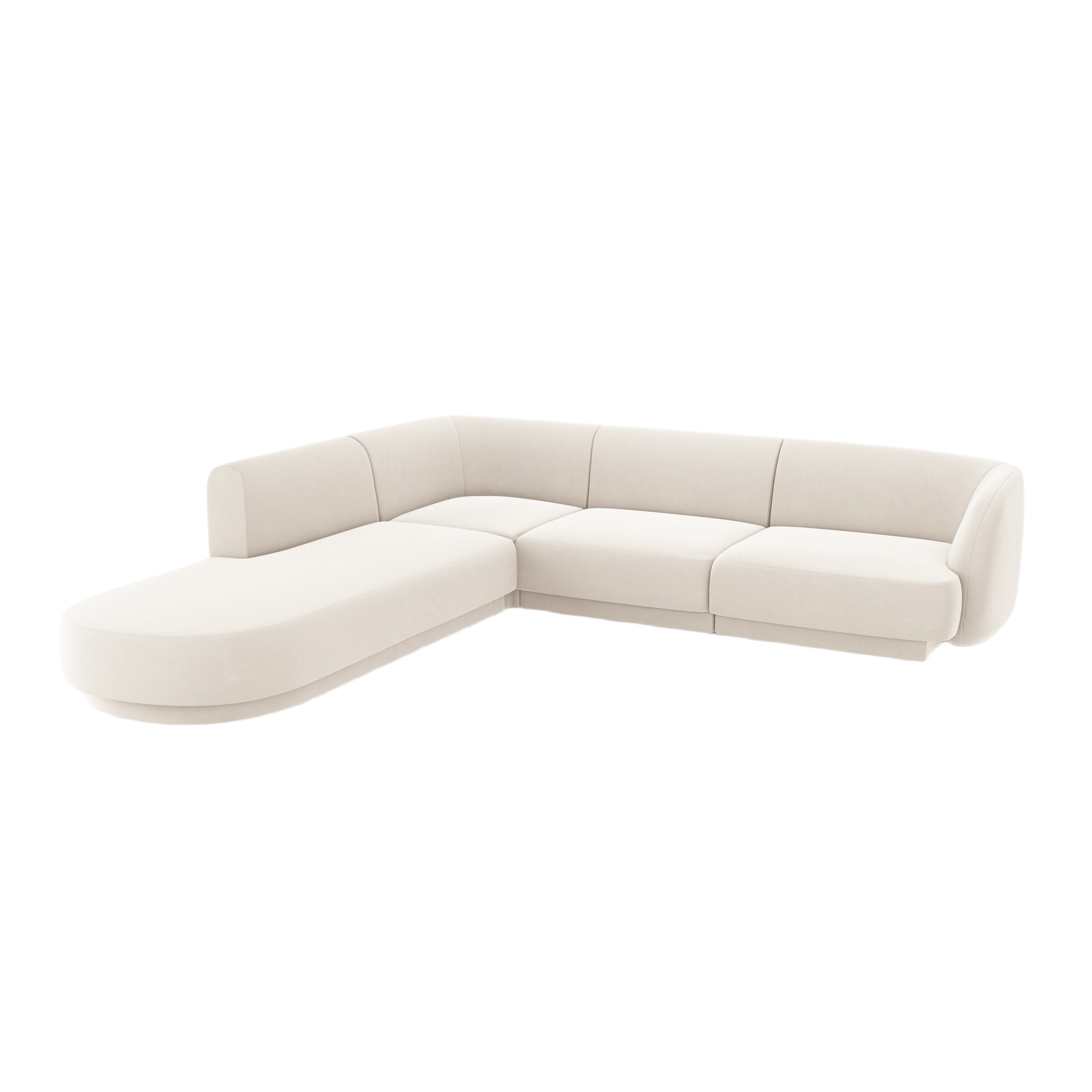 Samt-Ecksofa für 6 Personen links MILEY beige
