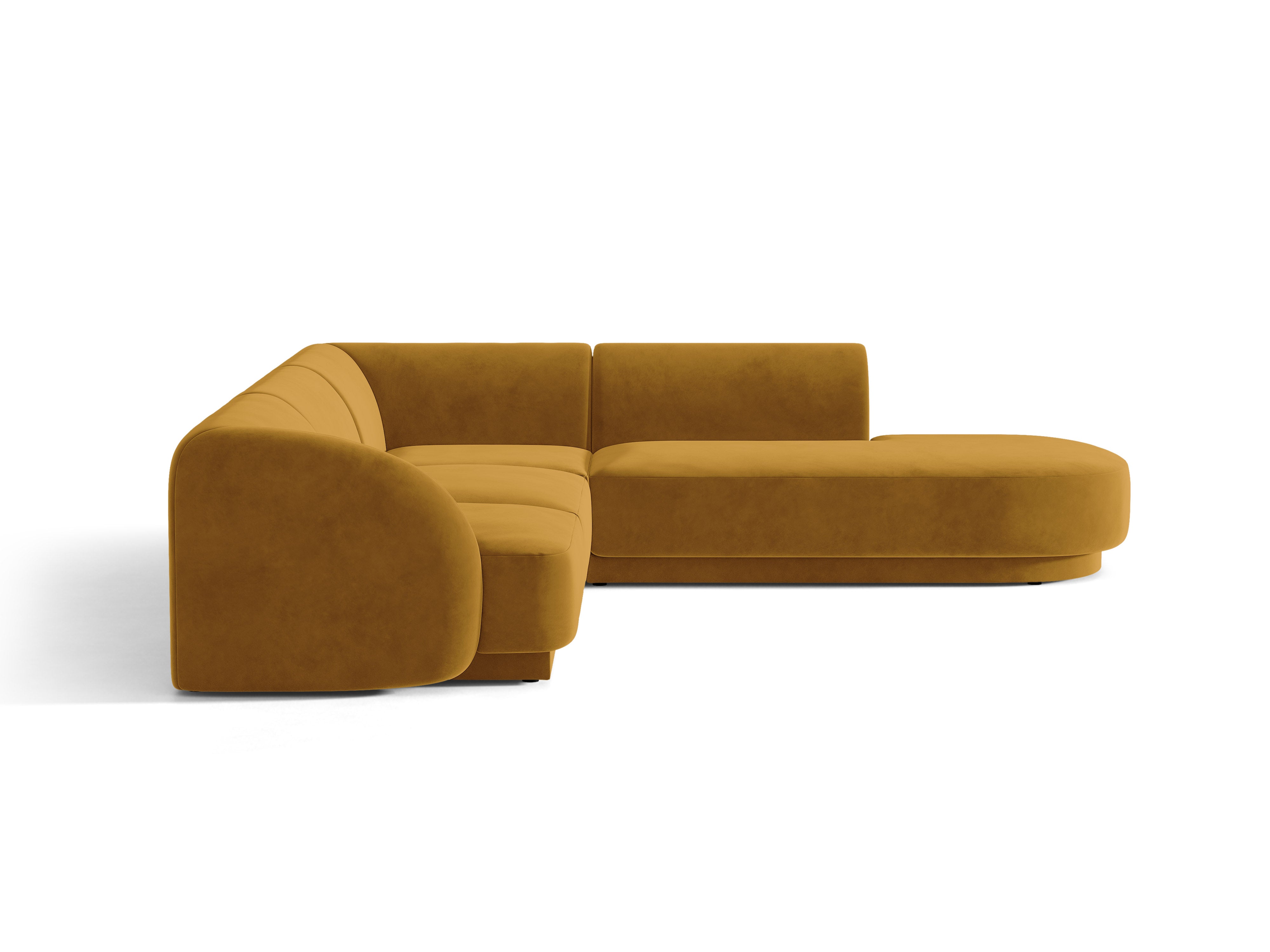 Narożnik aksamitny 6-osobowy prawostronny MILEY żółty – sofa narożna