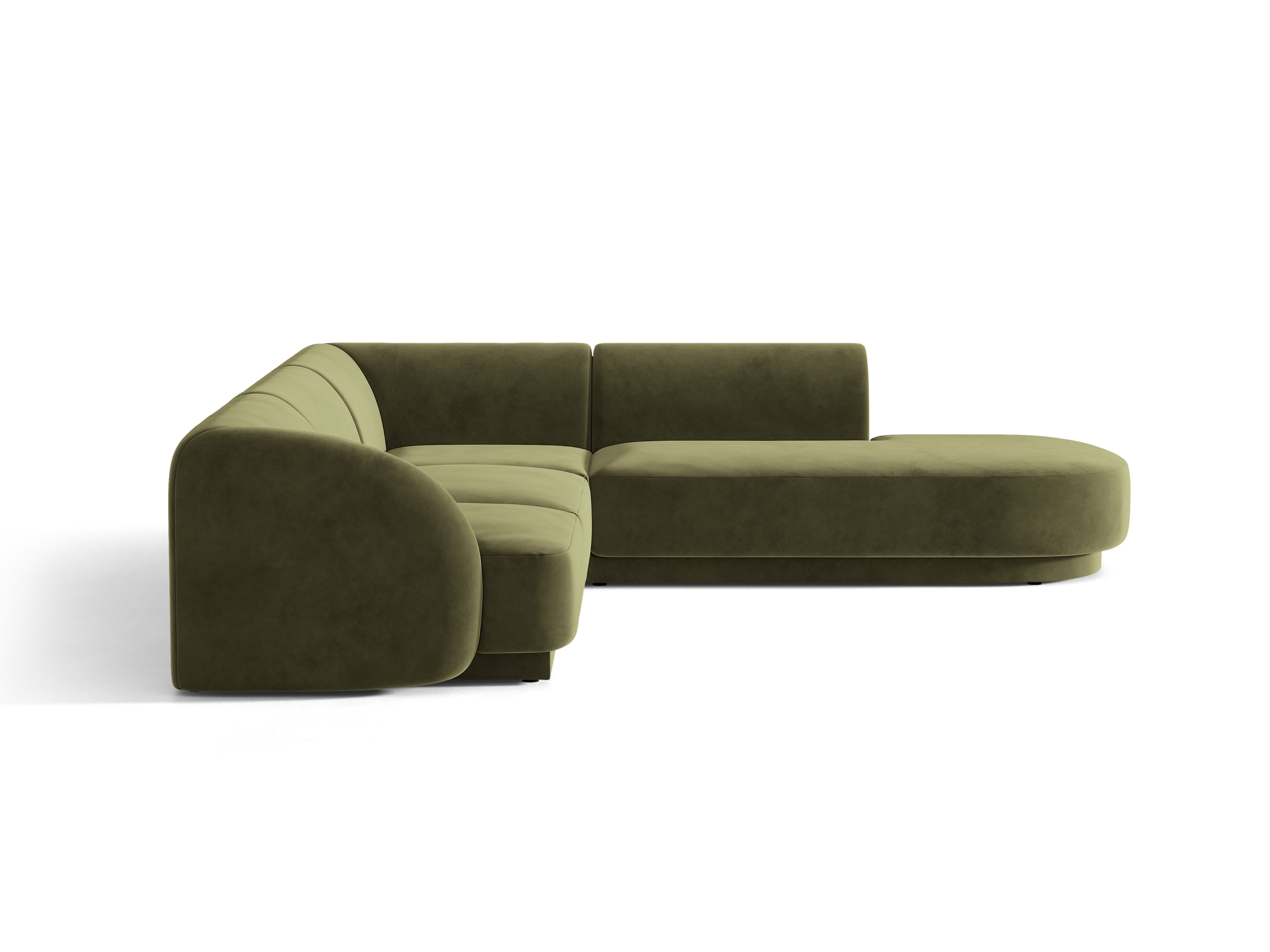 Narożnik aksamitny 6-osobowy prawostronny MILEY zielony – sofa narożna