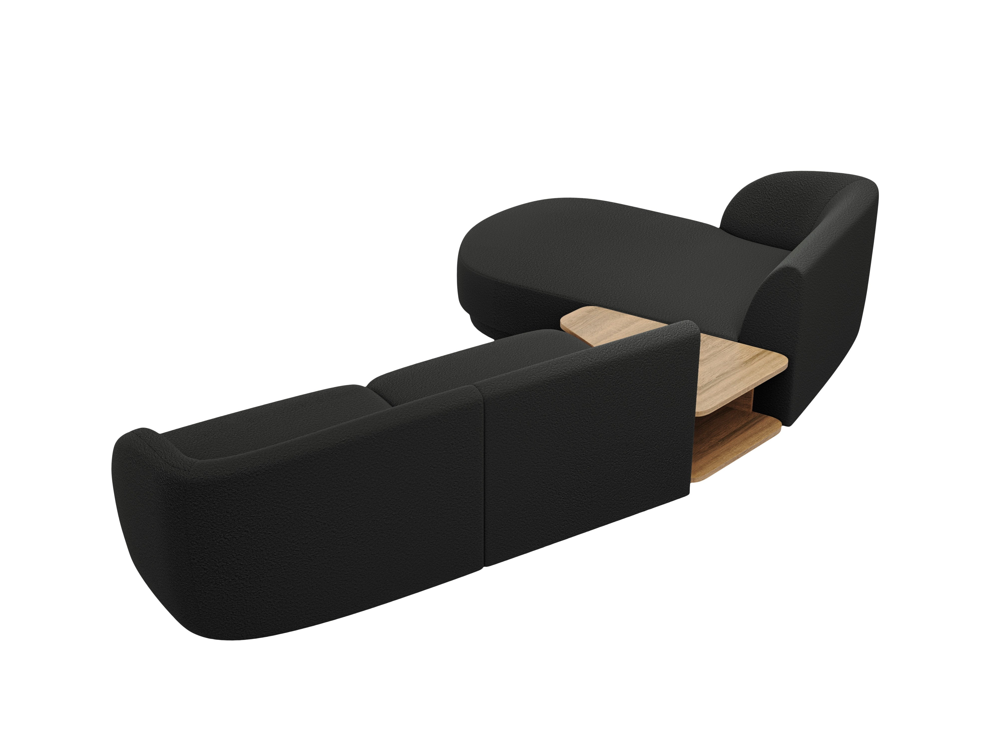 Modulares Ecksofa mit Tisch 3-sitzig links MILEY schwarz Boucle