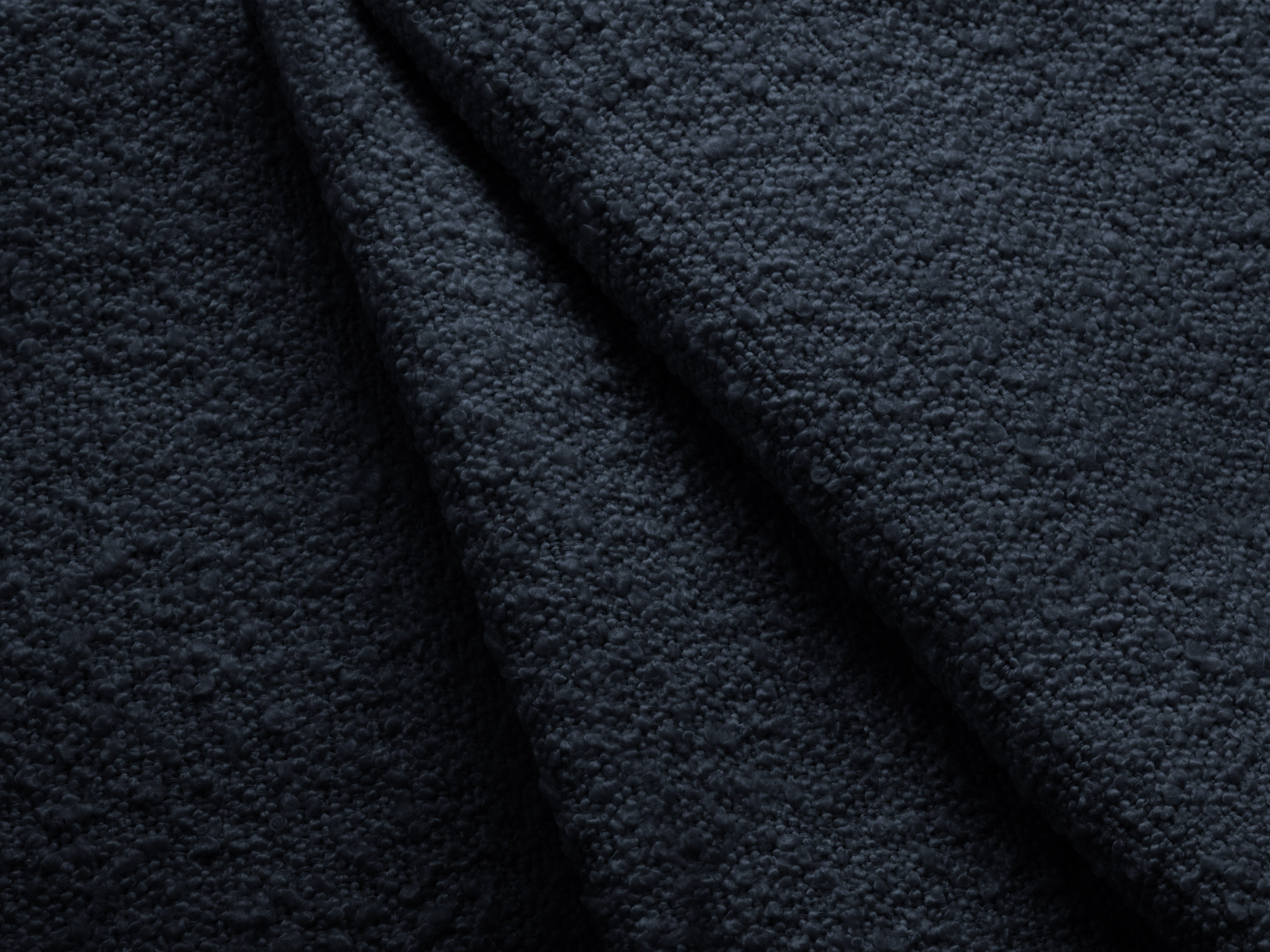 Modular corner sofa with table 3-seater left-sided MILEY dark blue boucle