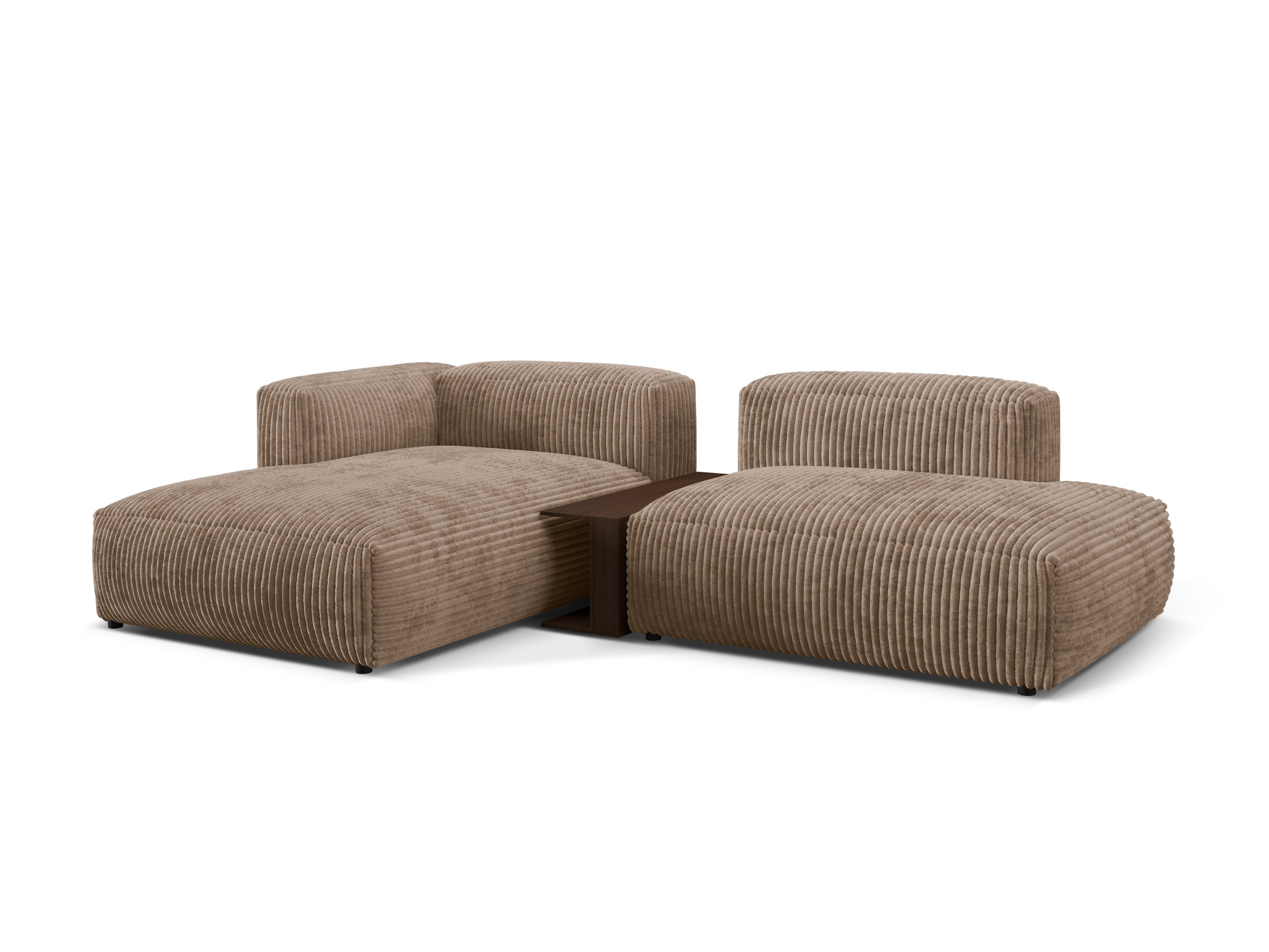 Left -sided corner with a Martin table Dark beige corduroy