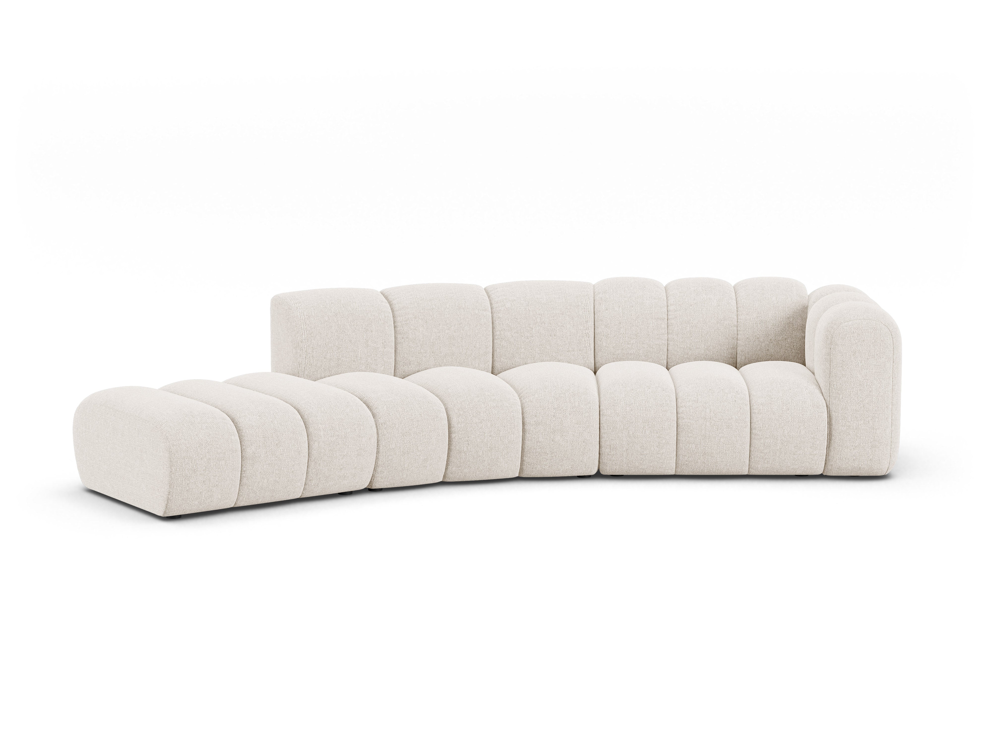 5-seater left-facing LUPINE sofa in light beige chenille