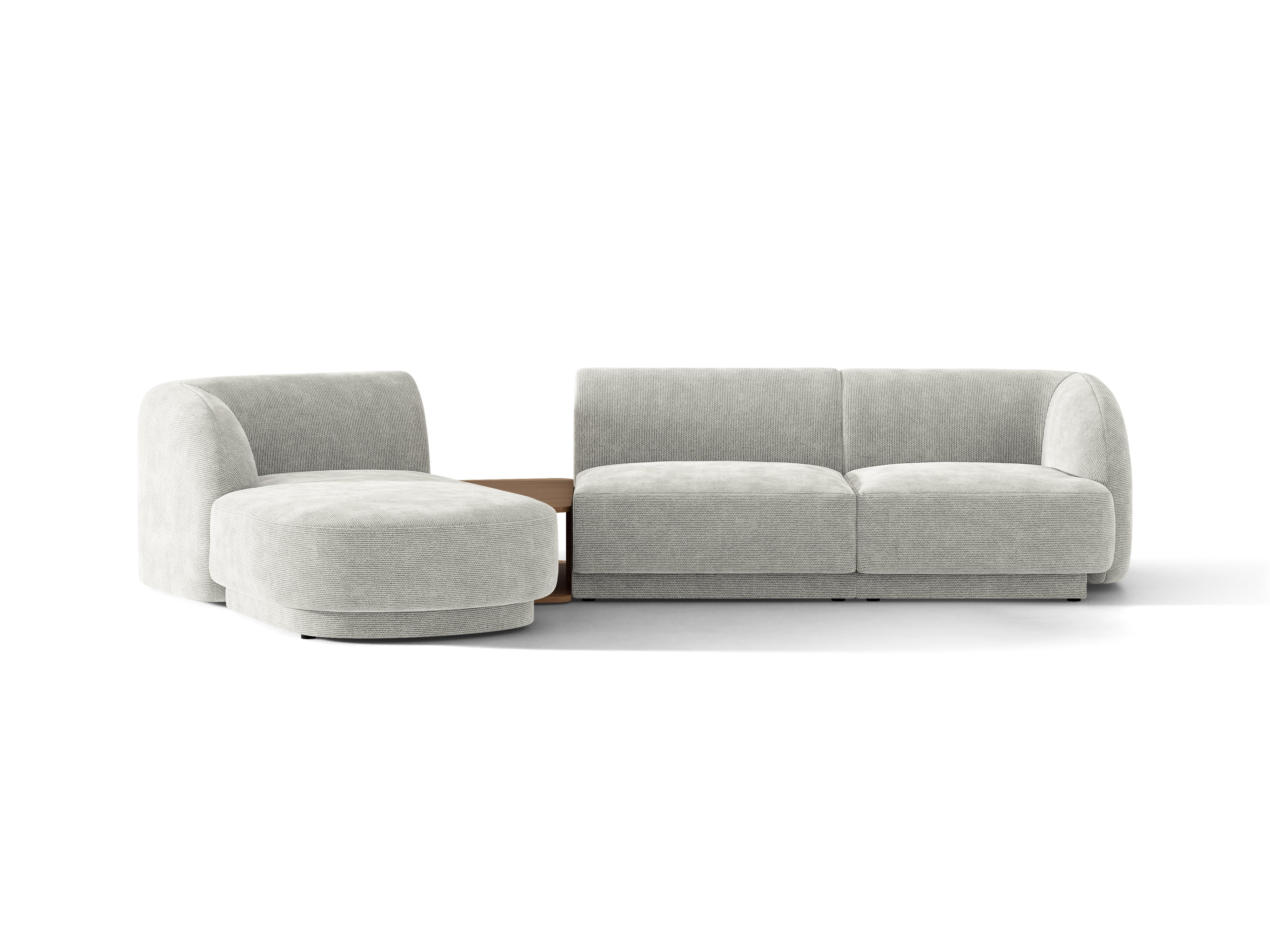 Modulares Ecksofa mit Tisch, 3-Sitzer, links, MILEY, graues Chenille