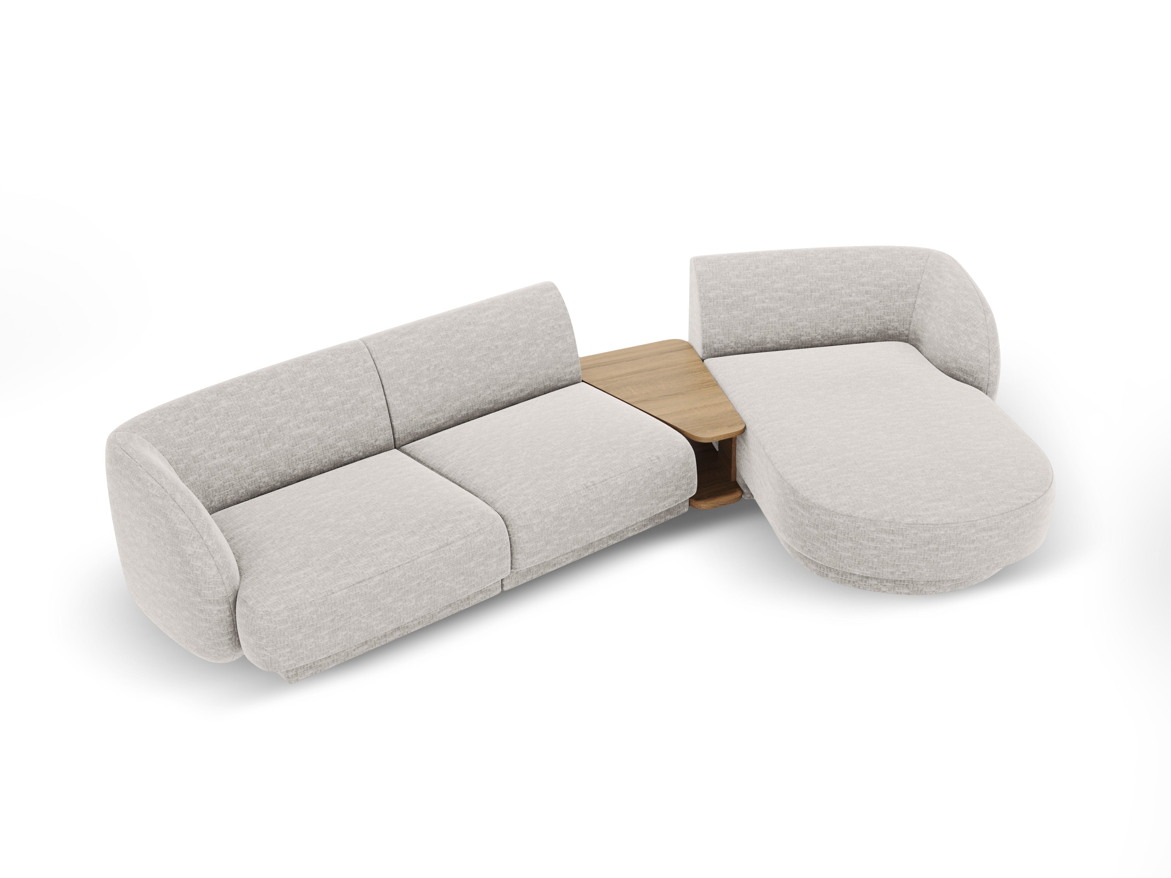 Modular corner sofa with table 3-seater right-hand MILEY gray chenille