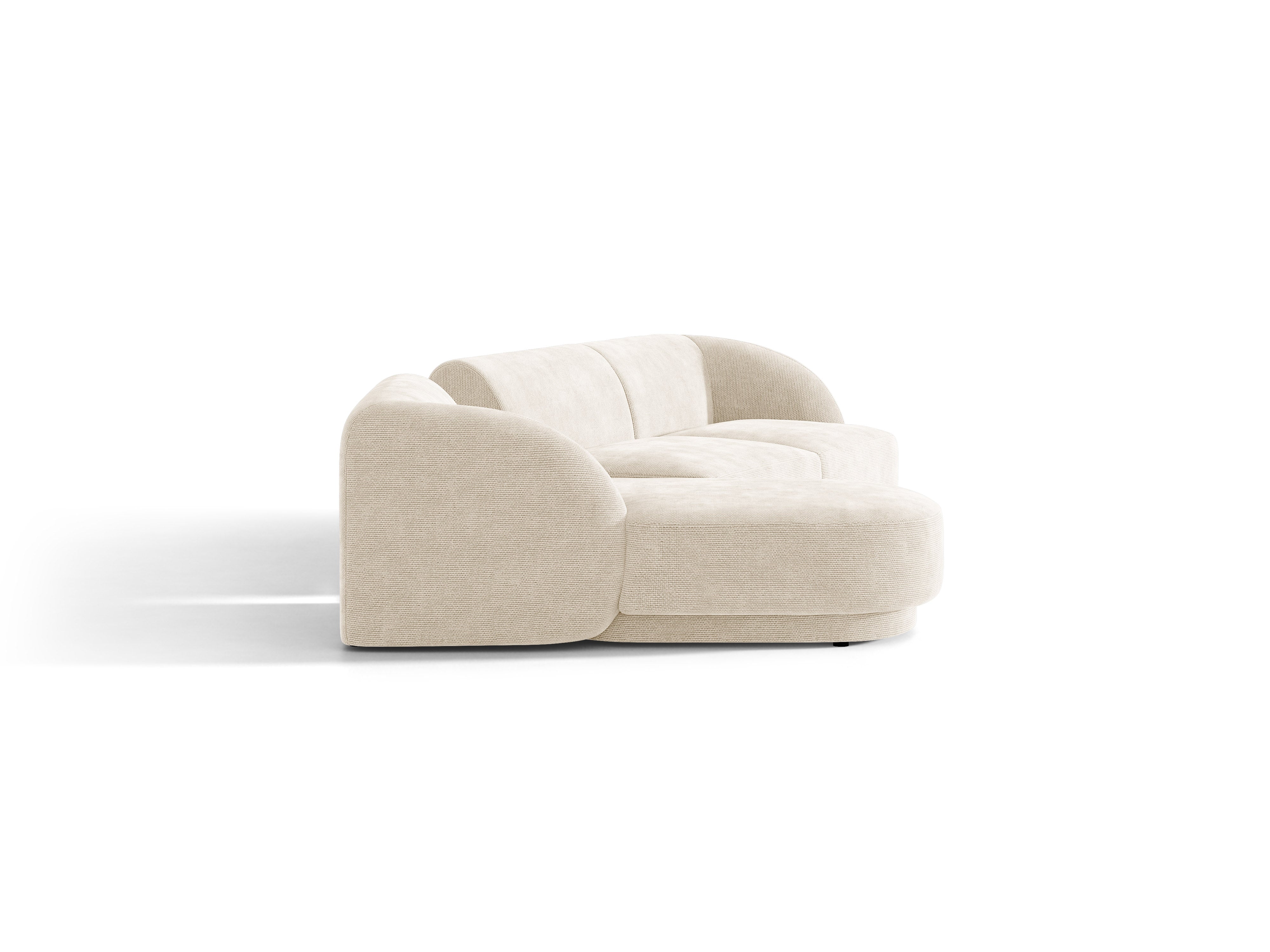 Modulares Ecksofa mit Tisch 3-sitzig links MILEY Elfenbein Chenille