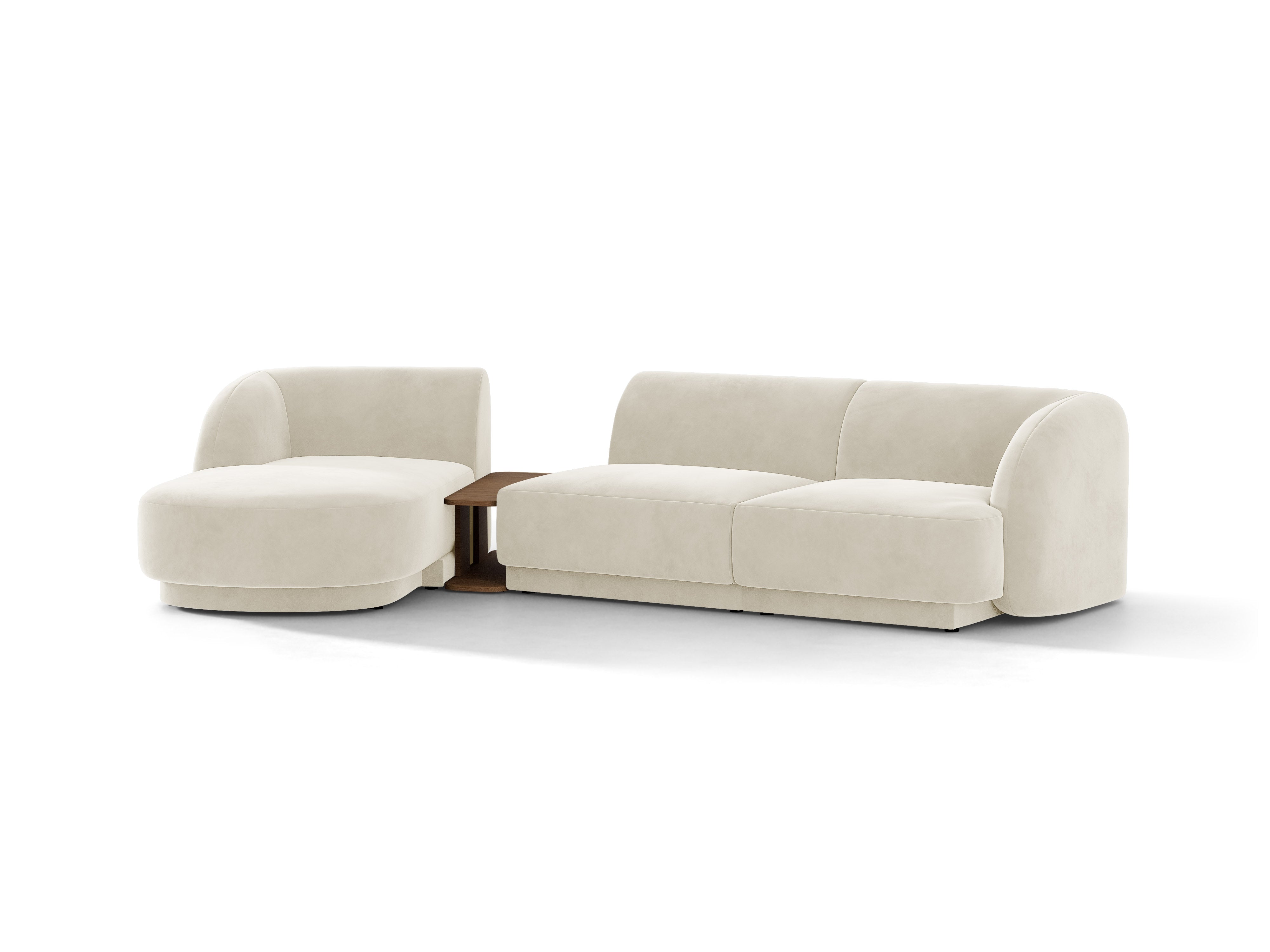 Modulares Ecksofa mit Tisch 3-sitzig links MILEY hellbeige
