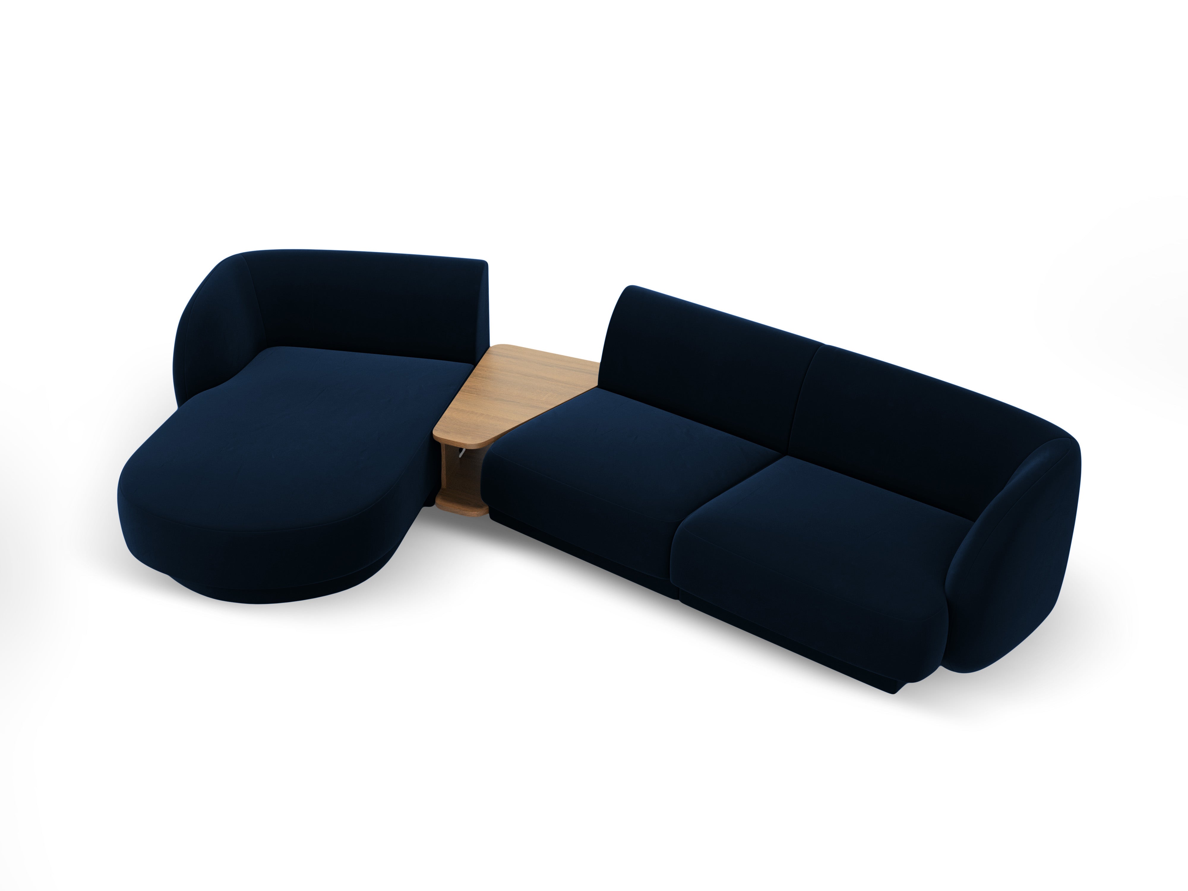 Modulares Ecksofa mit Tisch, 3-Sitzer, links, MILEY, königsblau
