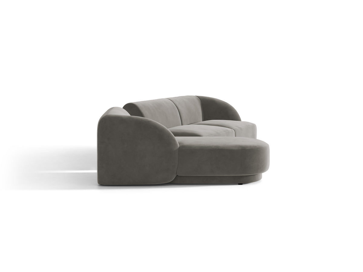 Narożnik modułowy ze stolikiem 3-osobowy lewostronny MILEY jasnoszary – sofa narożna