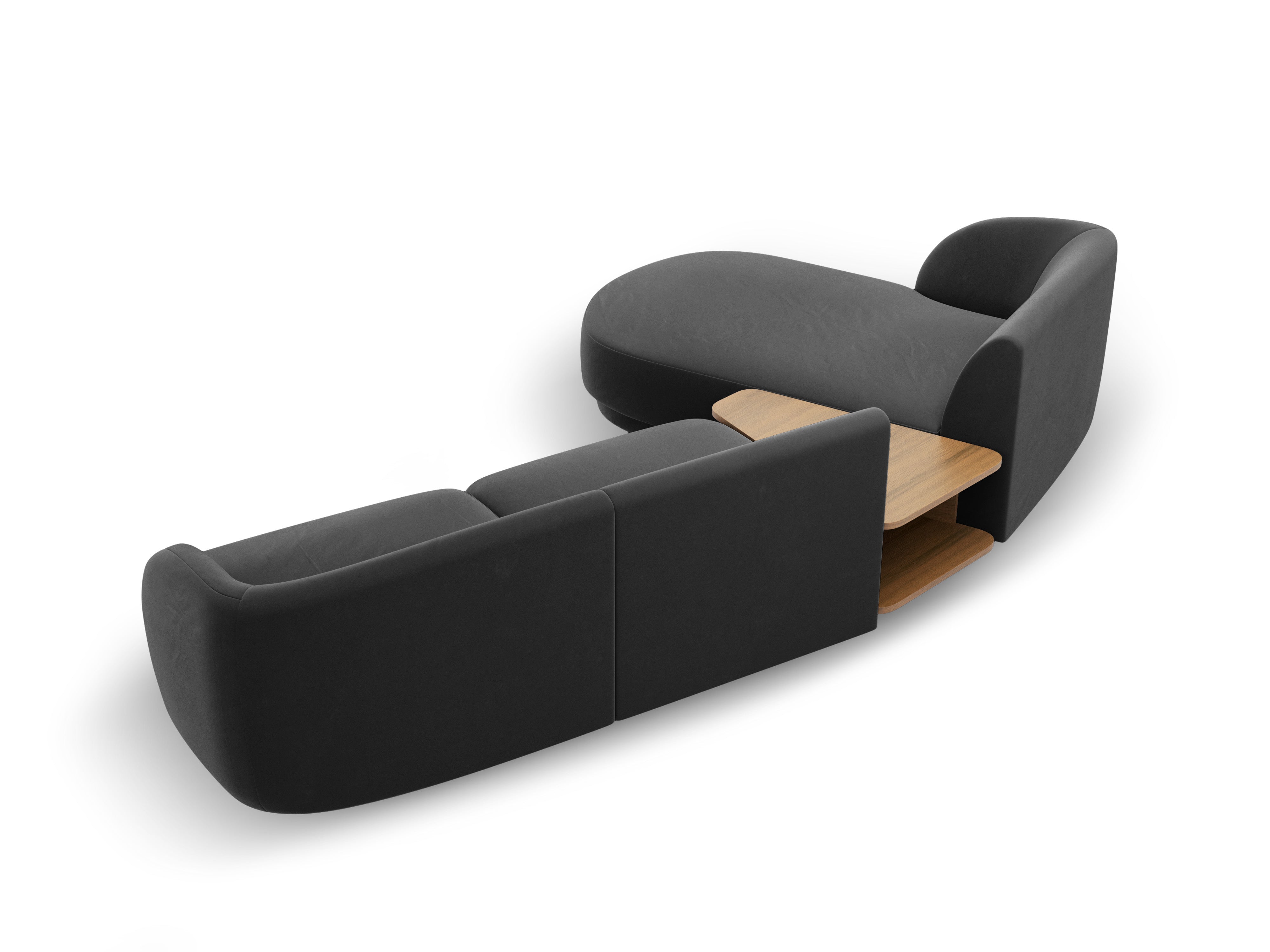 Modulares Ecksofa mit Tisch 3-sitzig links MILEY grau