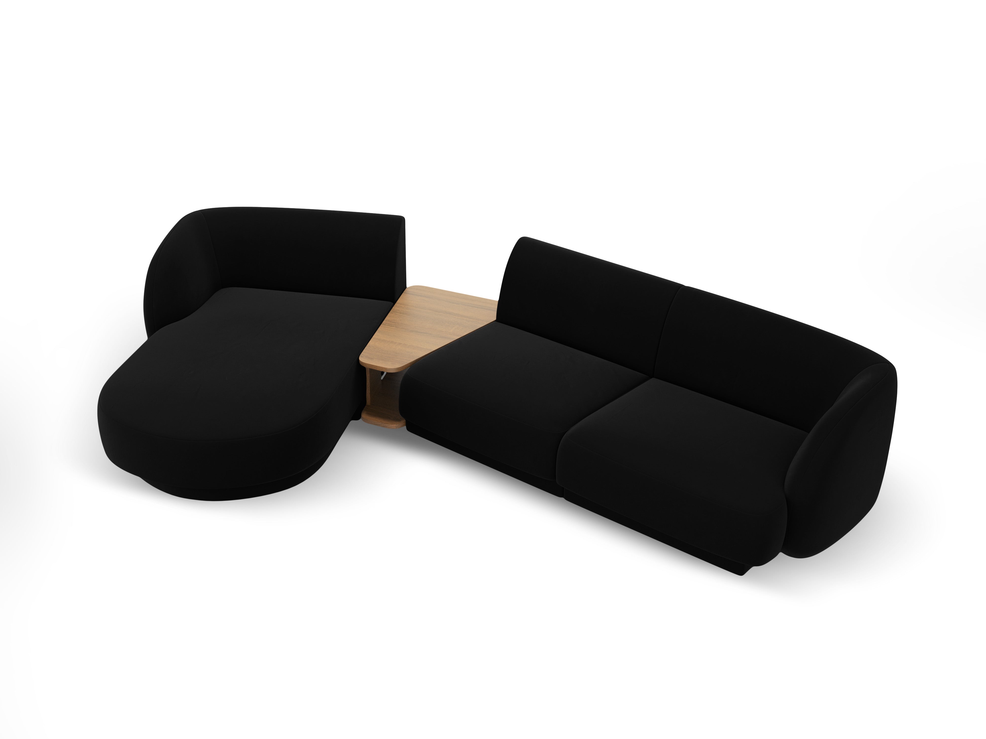 Modular corner sofa with table 3-seater left-sided MILEY black