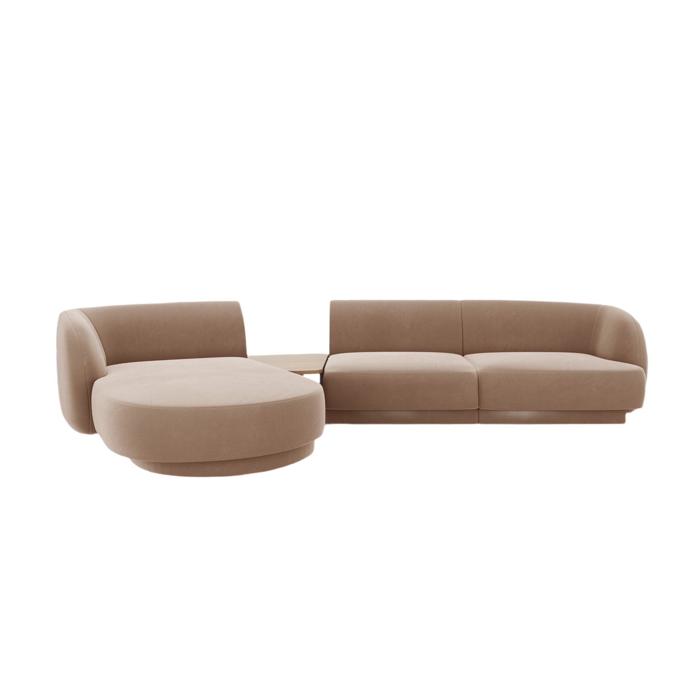 Modulares Ecksofa mit Tisch 3-Sitzer links MILEY cappuccino