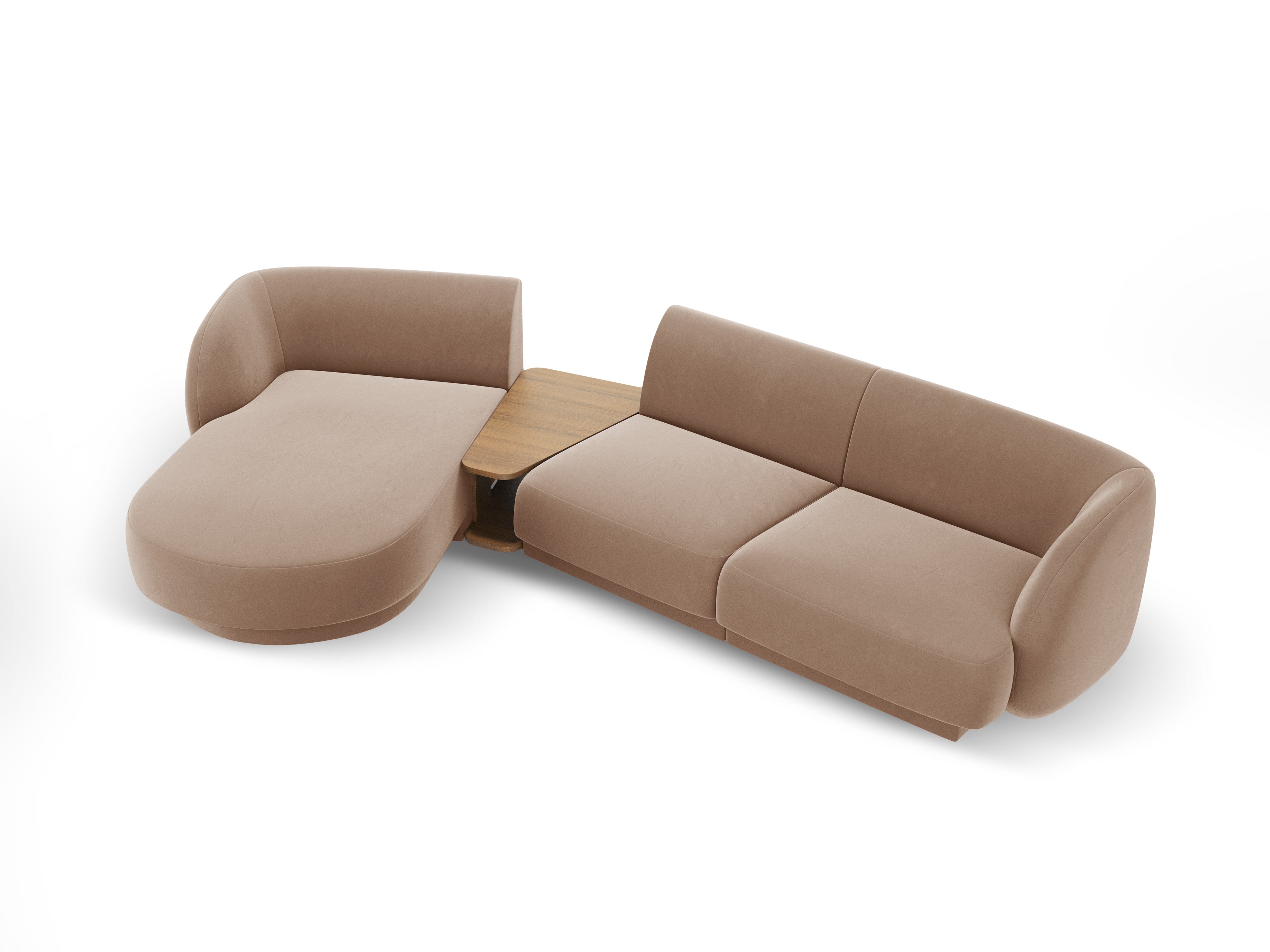 Modulares Ecksofa mit Tisch 3-Sitzer links MILEY cappuccino