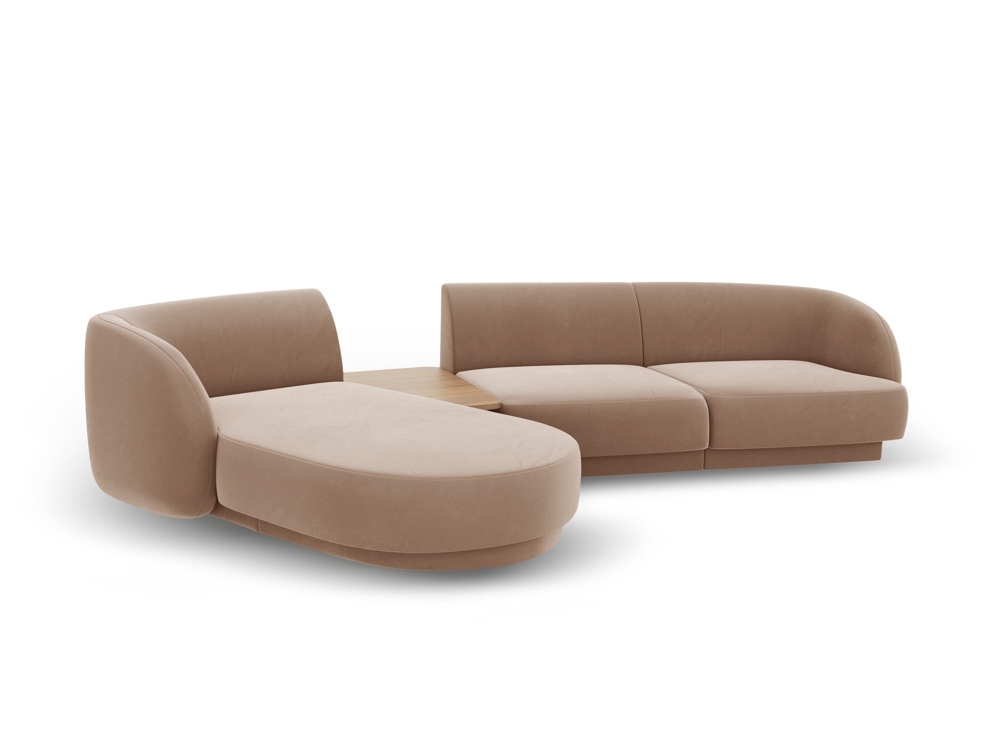Modulares Ecksofa mit Tisch 3-Sitzer links MILEY cappuccino