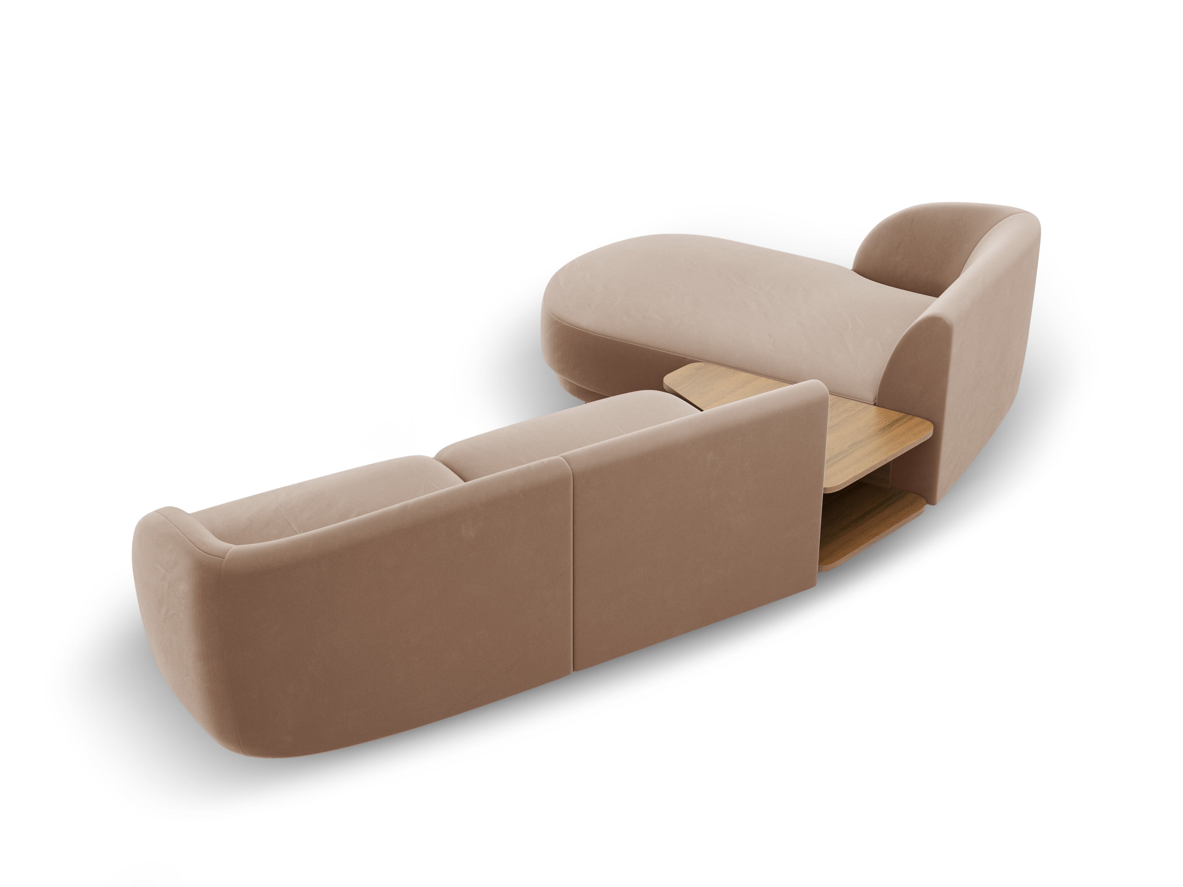 Modulares Ecksofa mit Tisch 3-Sitzer links MILEY cappuccino