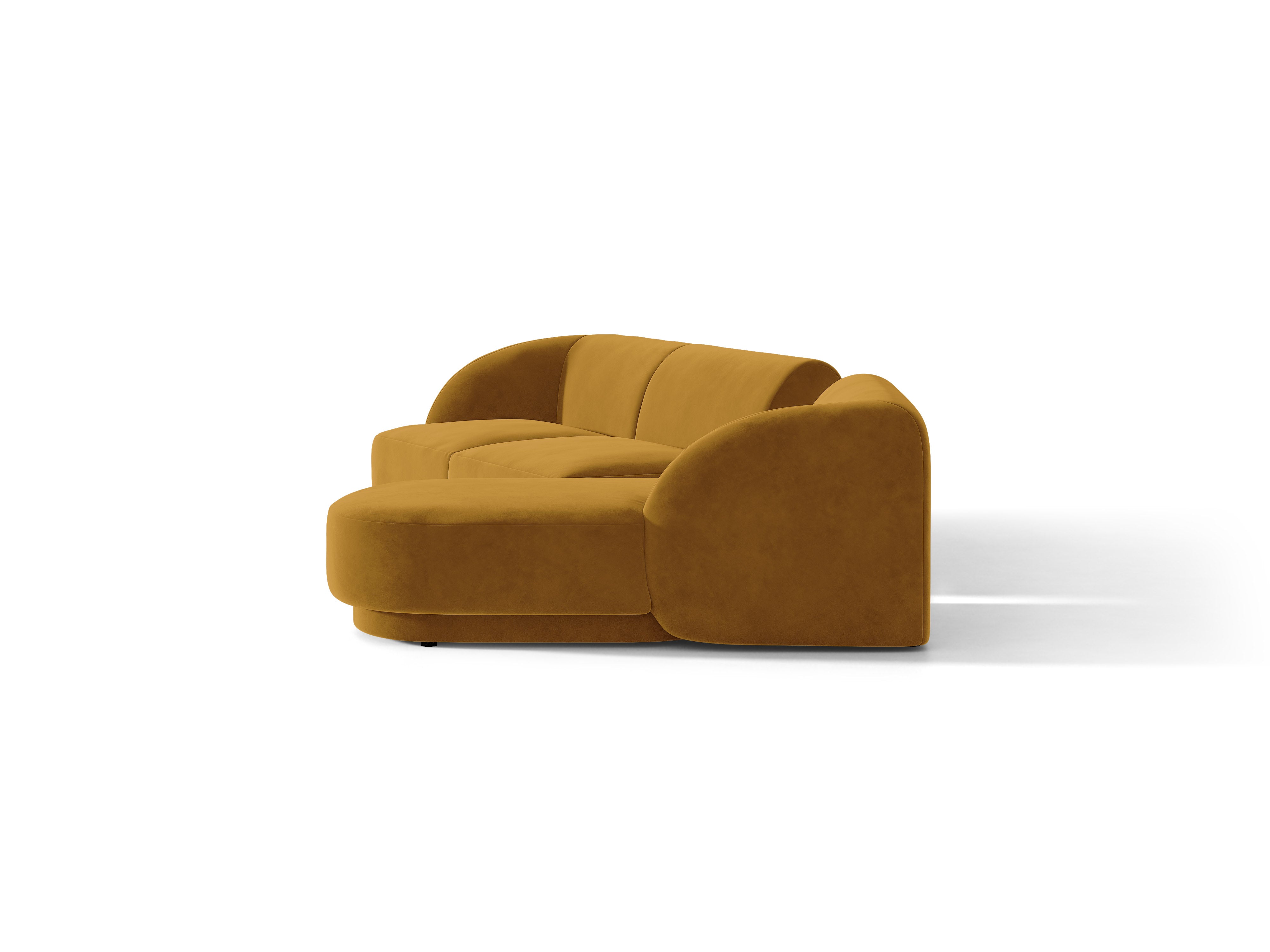 Modulares Ecksofa mit Tisch, 3-Sitzer, rechtsseitig, samtig, MILEY, gelb