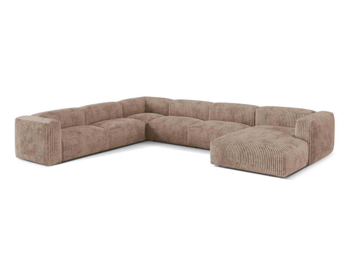 Narożnik modułowy lewostronny duży MARTINA ciemnobeżowy sztruks – ujęcie boczne