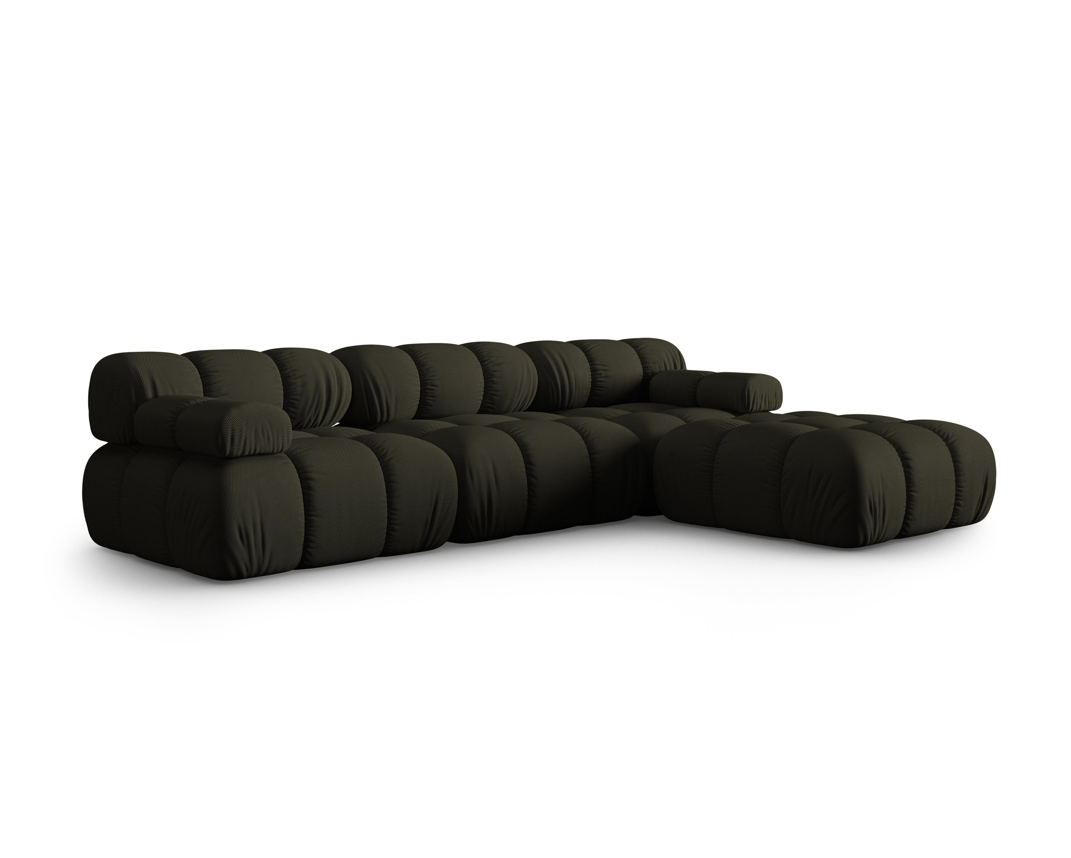 Universeller Ecksofa BELLIS in dunkelgrüner 3D-Stoffqualität