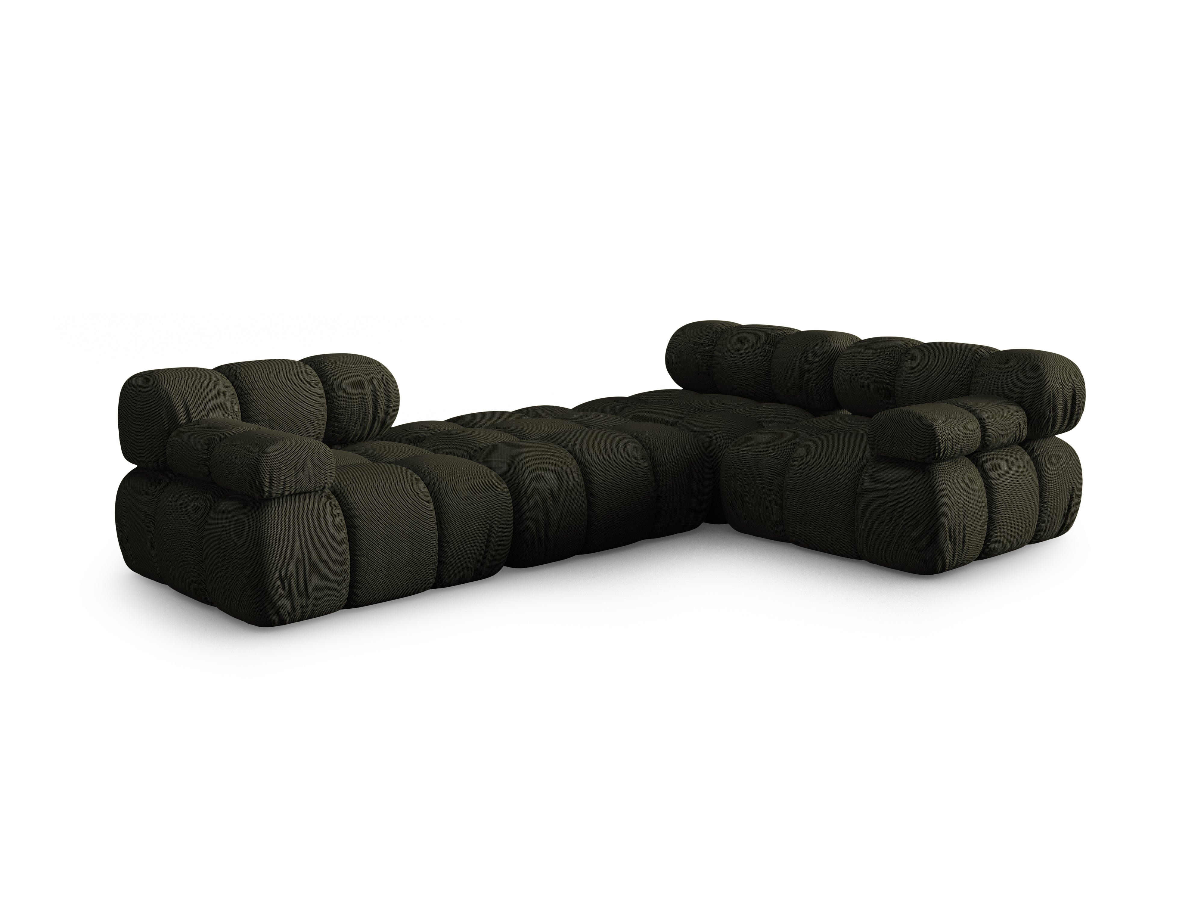 Universeller Ecksofa BELLIS in dunkelgrüner 3D-Stoffqualität