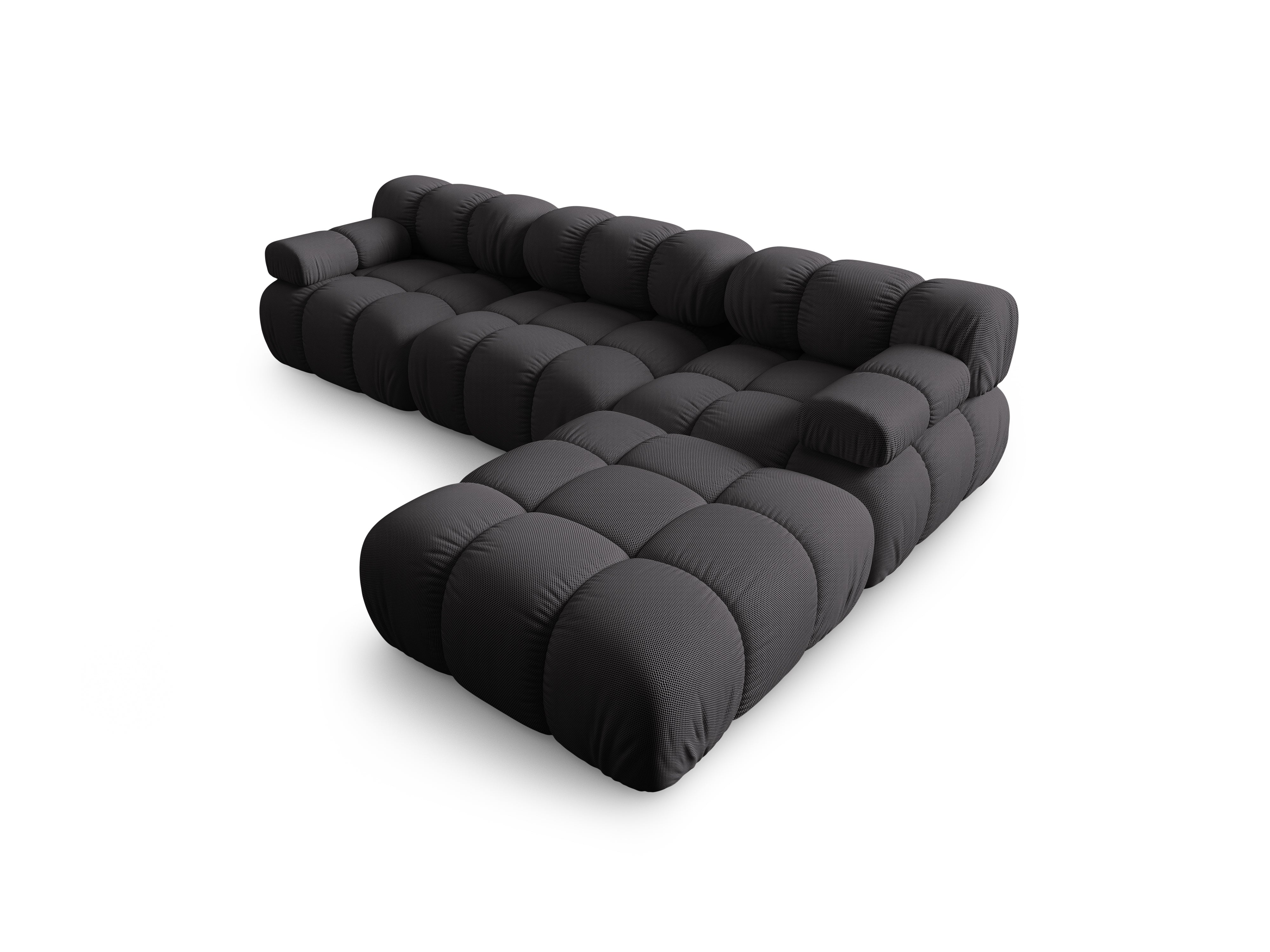 Universelle Eckcouch BELLIS in dunkelgrauem 3D-Stoff