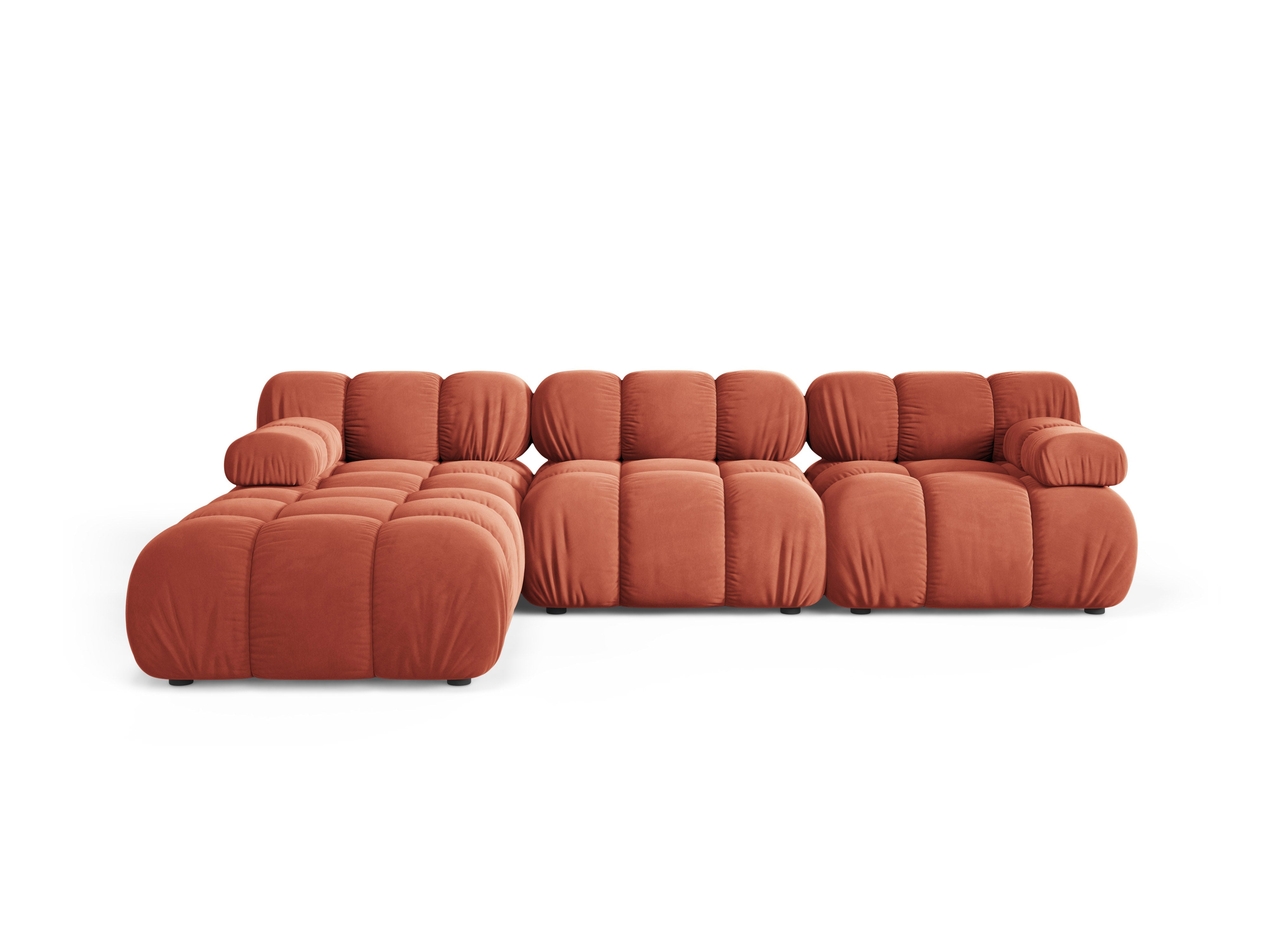 Universelle Eckcouch BELLIS in korallenfarbenem Velours