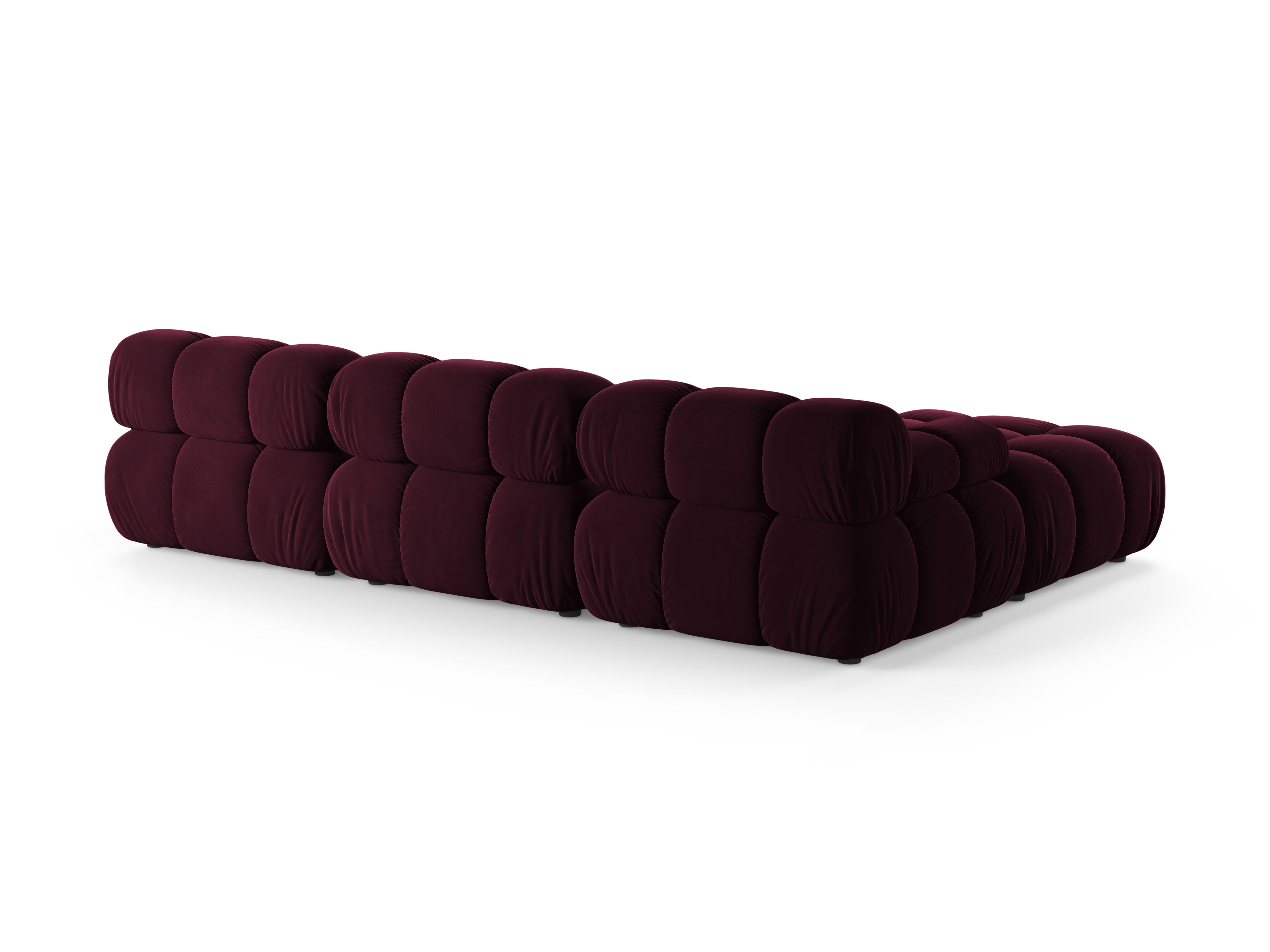 Universelle Eckcouch BELLIS in burgunderfarbenem Velours