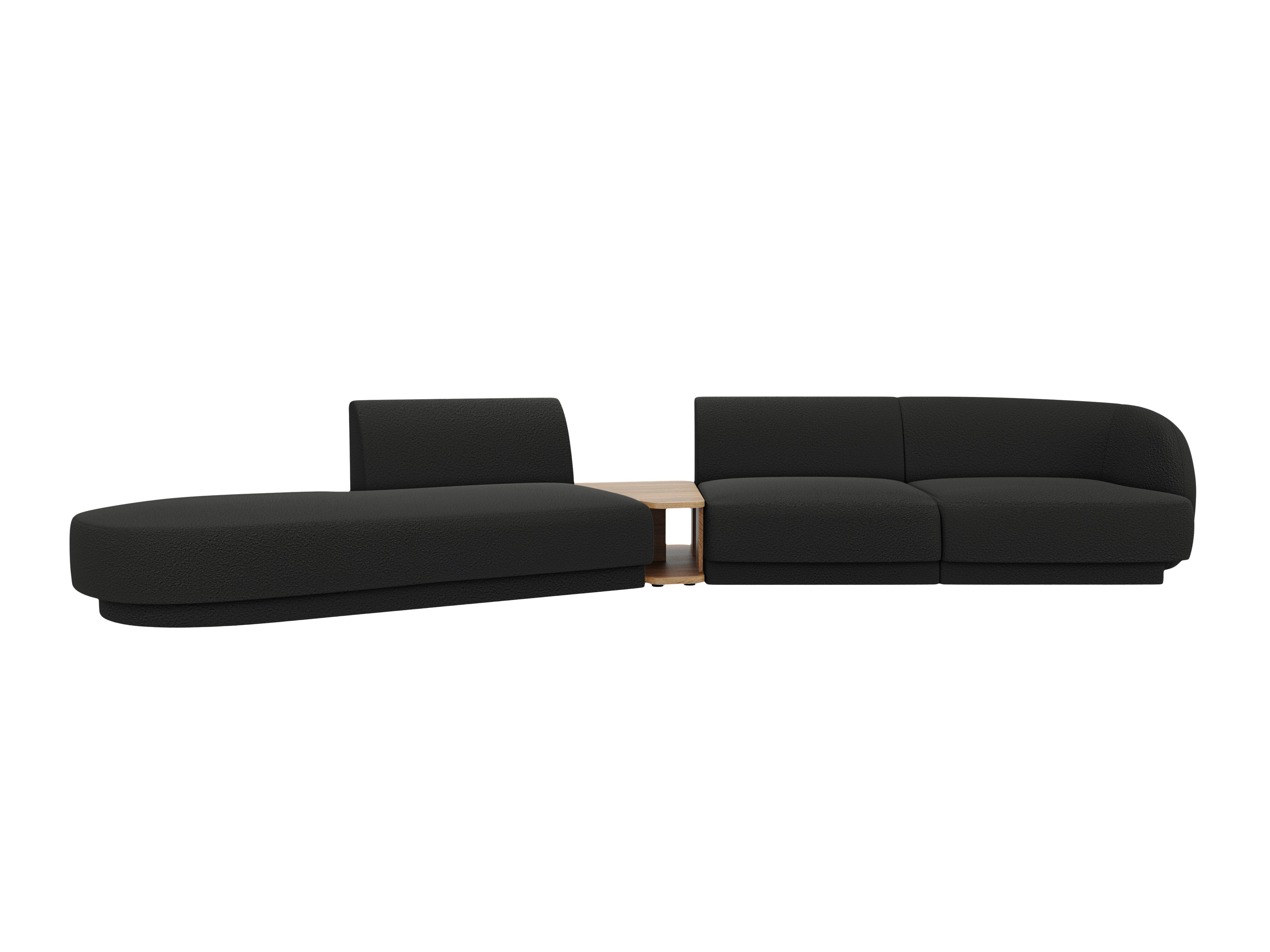 Modulares Sofa links mit Tisch für 4 Personen MILEY schwarz Boucle