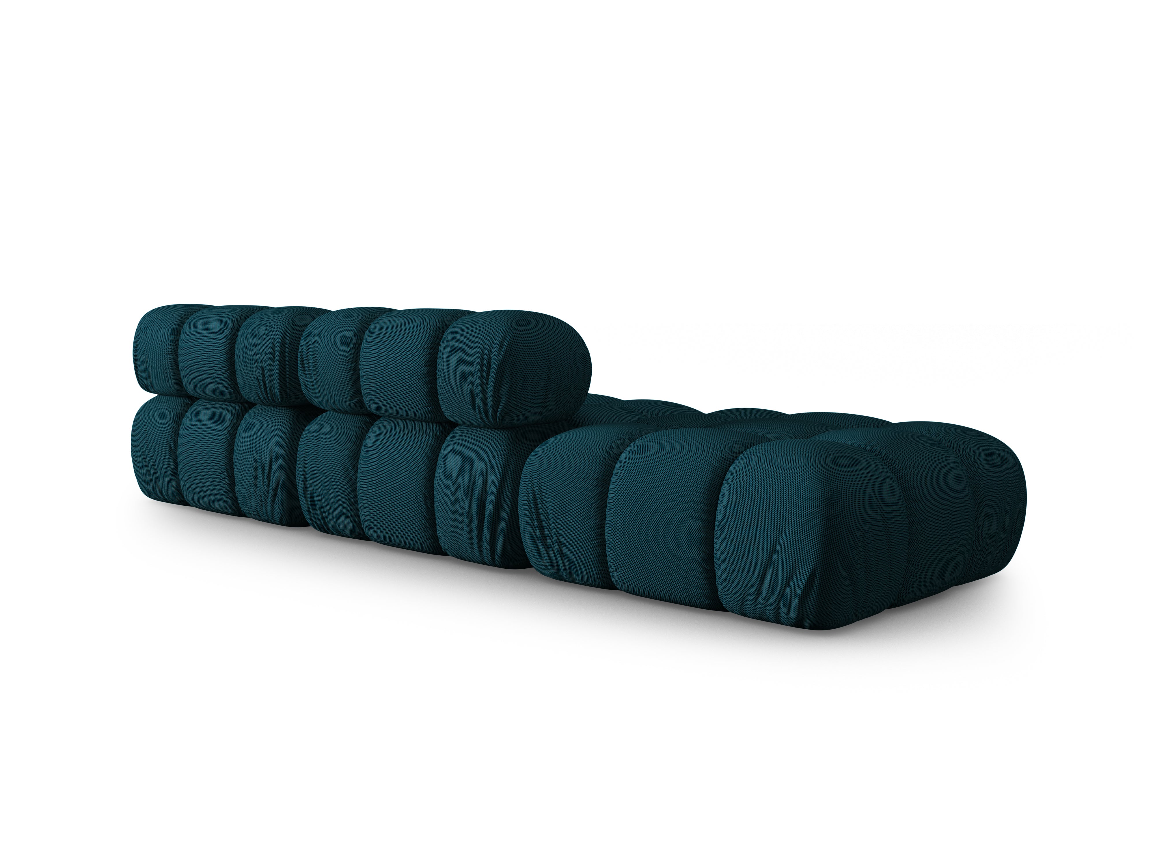 Modulares offenes linksseitiges Sofa BELLIS in Meeresfarbener 3D-Stoff.