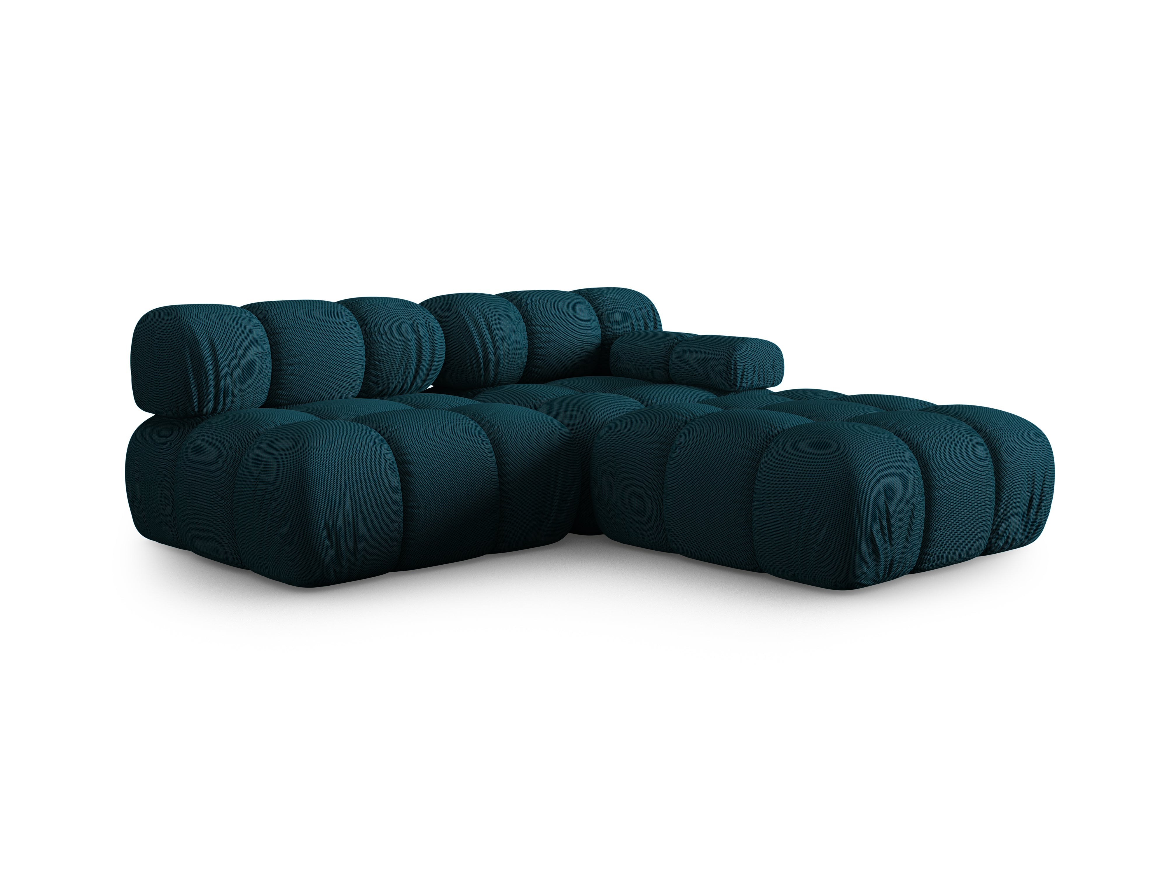 Modulares offenes linksseitiges Sofa BELLIS in Meeresfarbener 3D-Stoff.