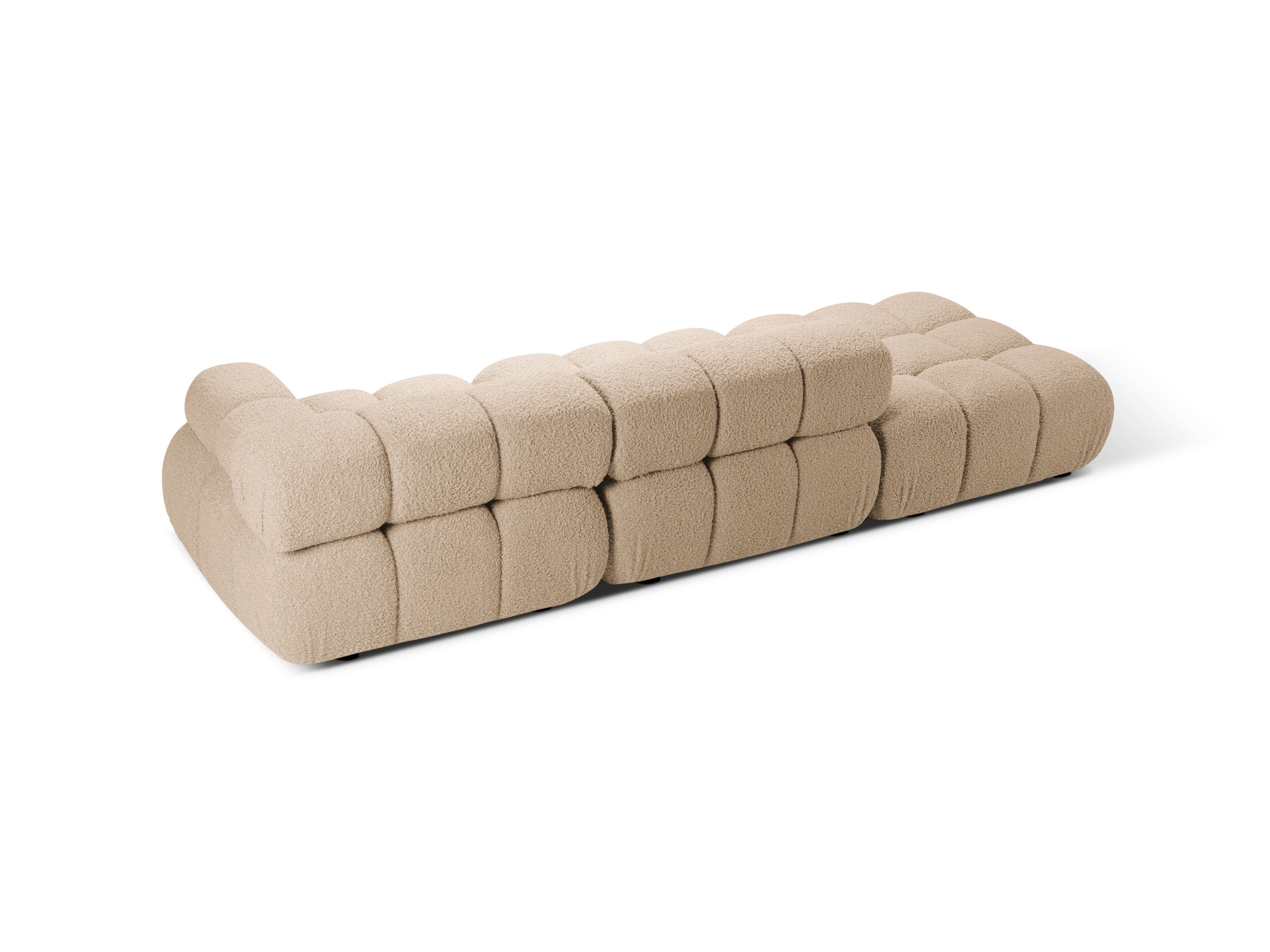 Modulares offenes Sofa BELLIS in sandfarbener Boucle, linksseitig.