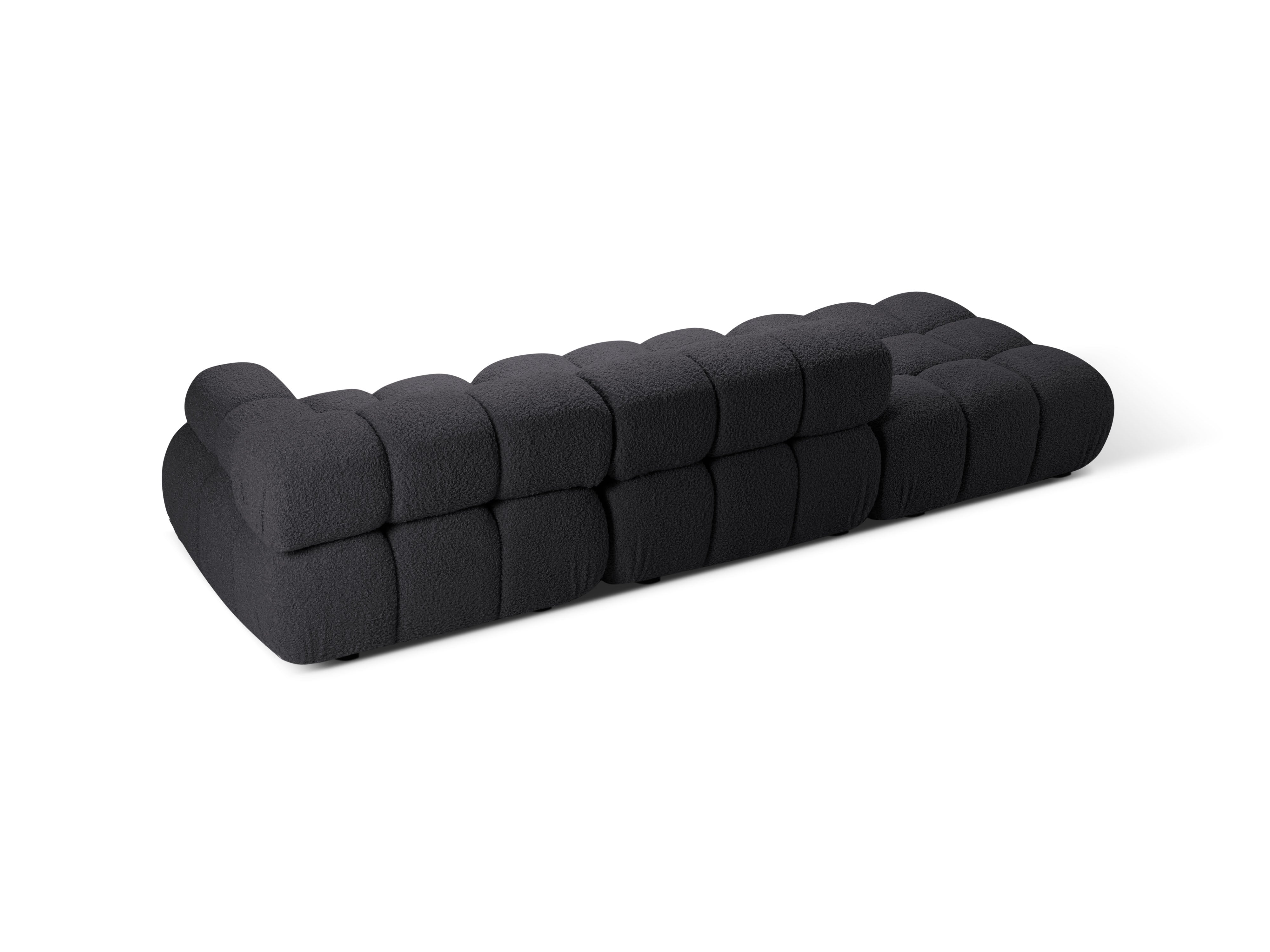 Modulares offenes Sofa BELLIS in grauem Boucle, linksseitig.