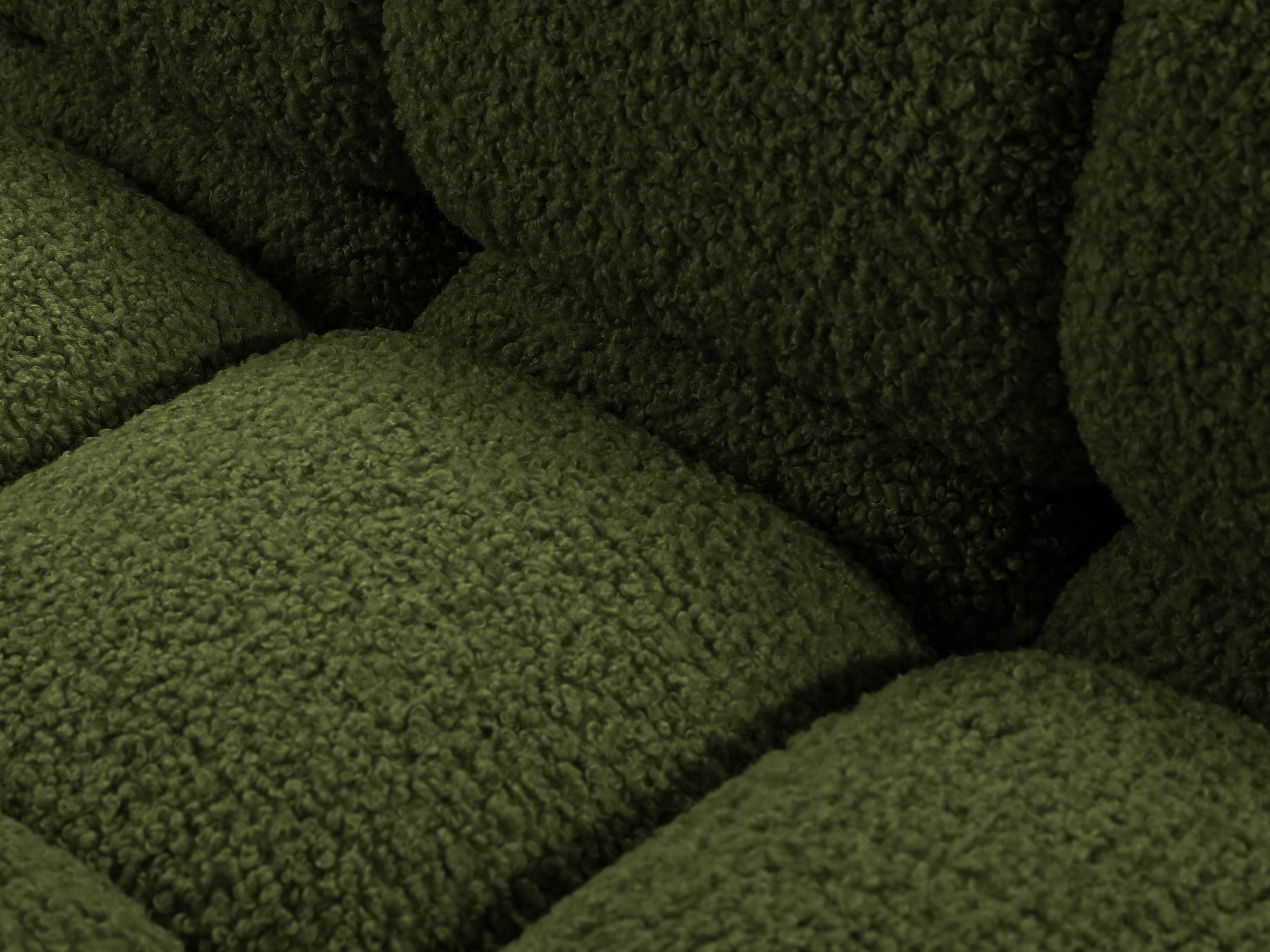 Modulares offenes Sofa BELLIS links in grünem Boucle.