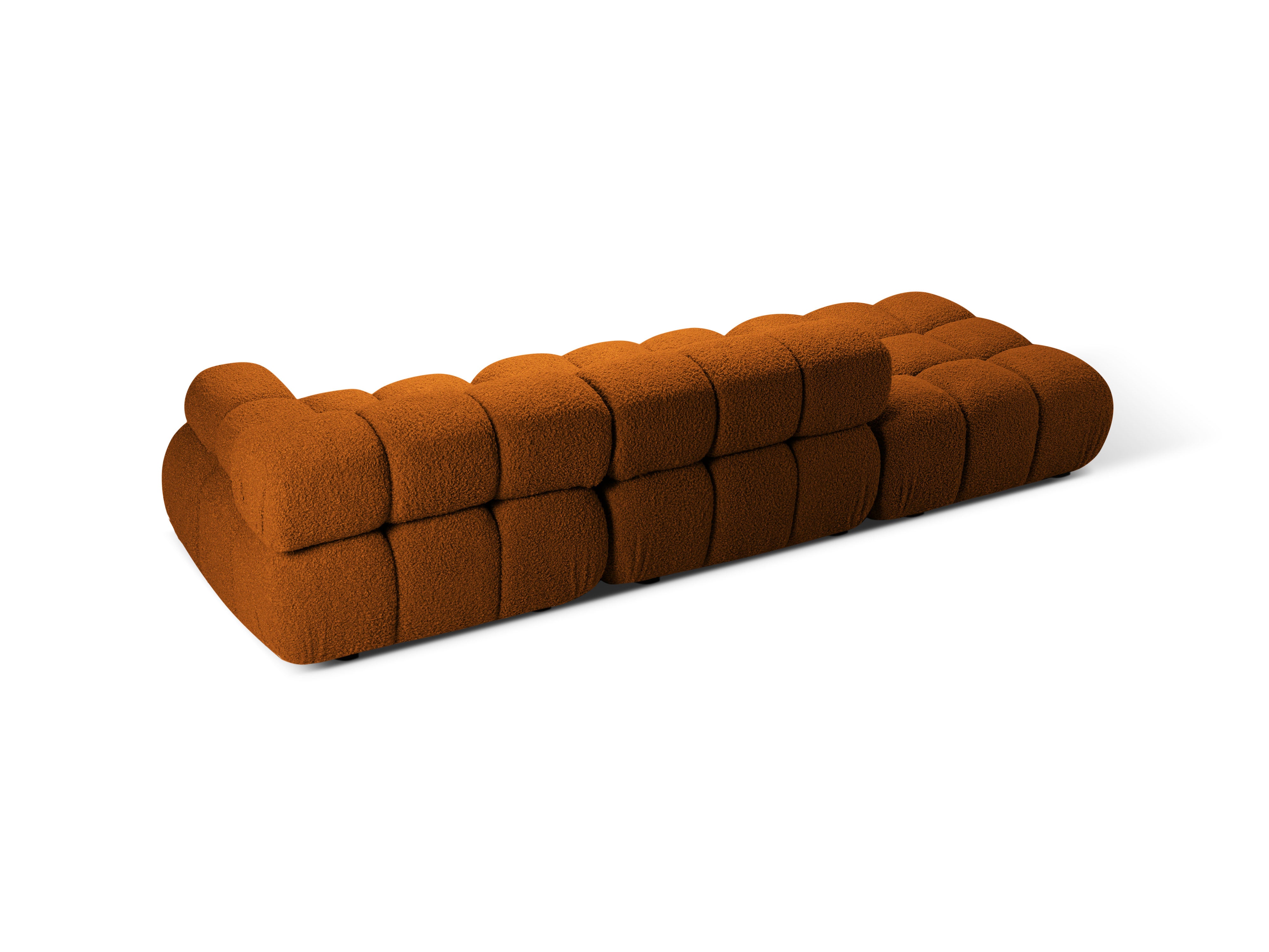 Modulares Sofa mit offener linker Seite BELLIS in ziegelrotem Boucle.