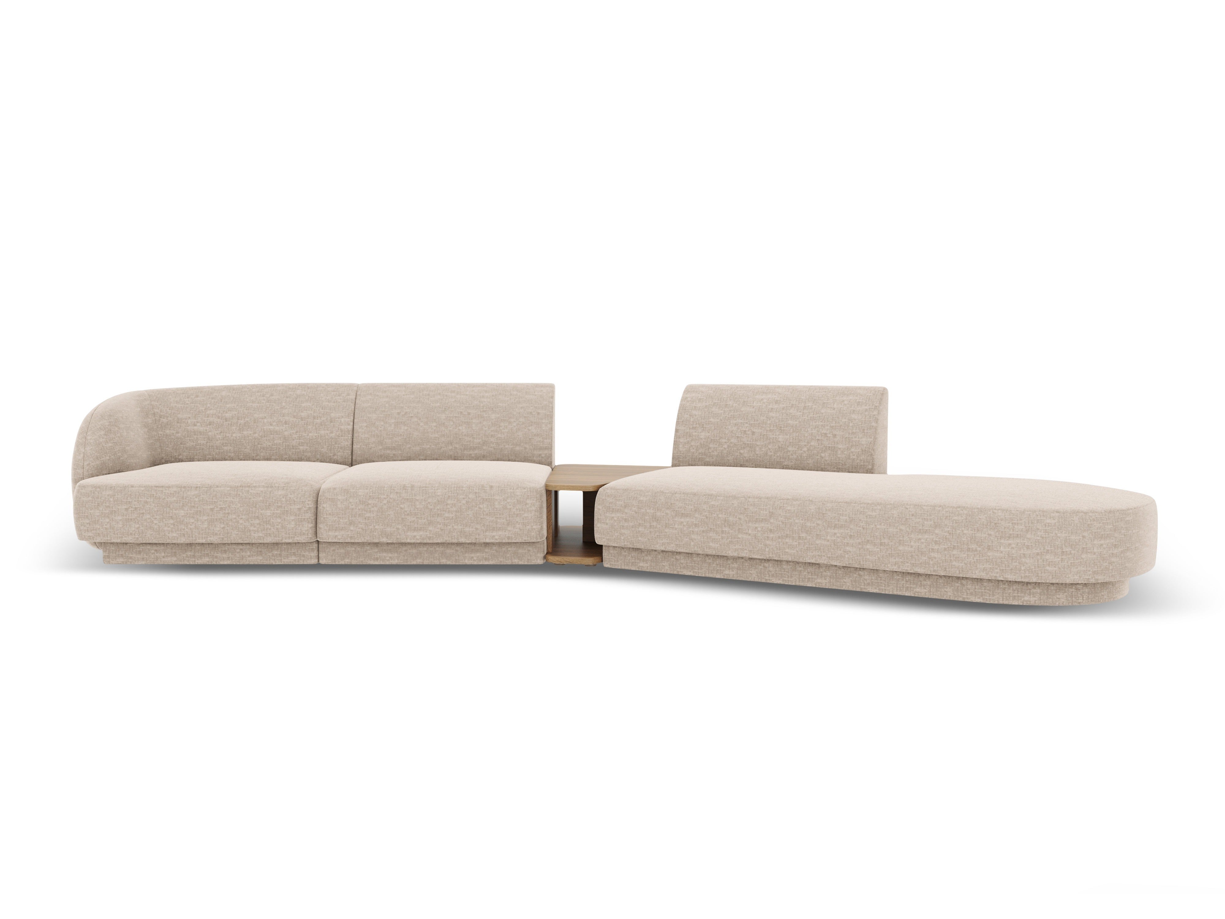 Modulares Sofa mit Tisch, 4-Sitzer, rechtsseitig, MILEY, beige Chenille
