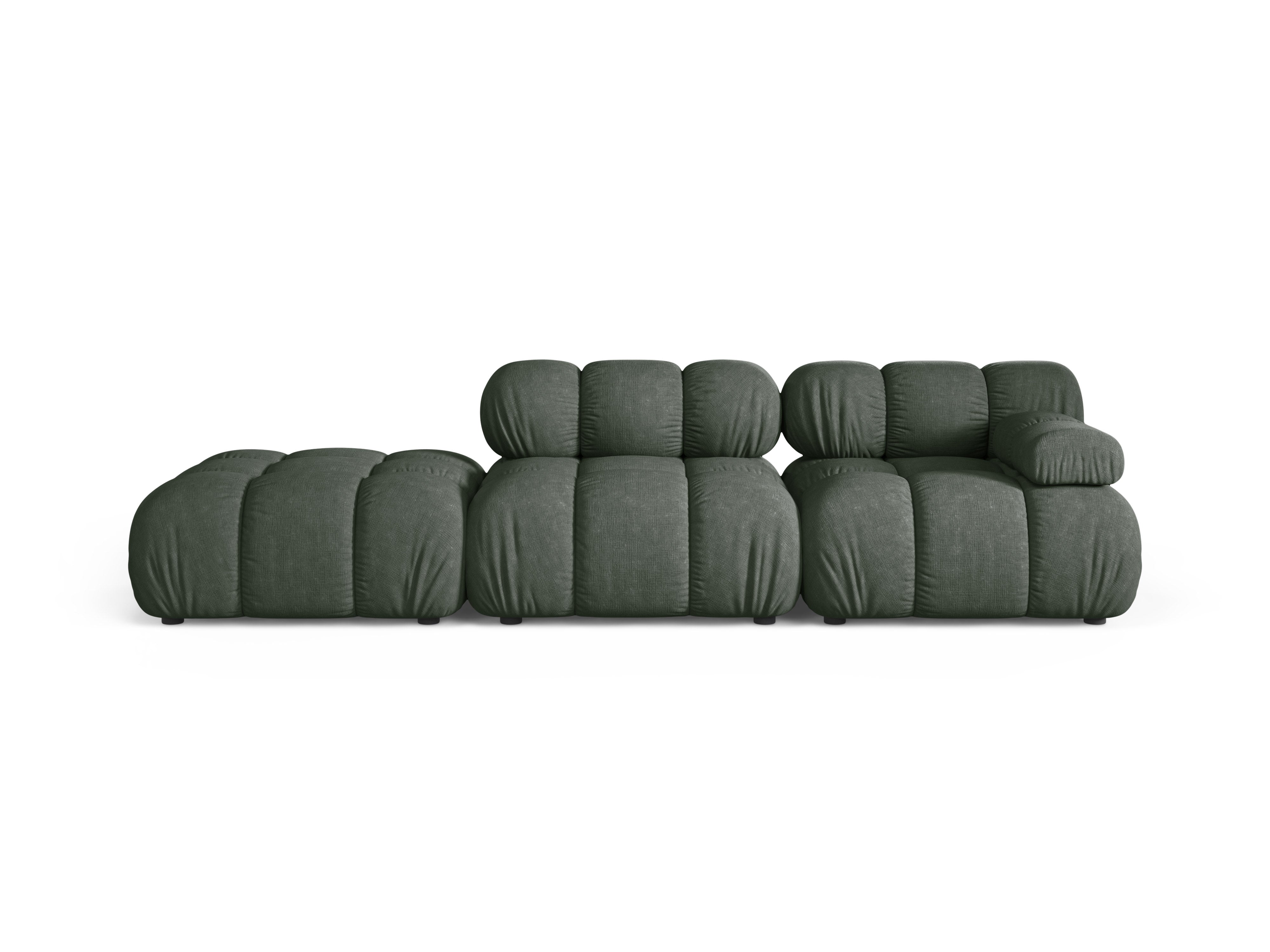 Modulares offenes Sofa BELLIS in Dunkelgrün, linksseitig.