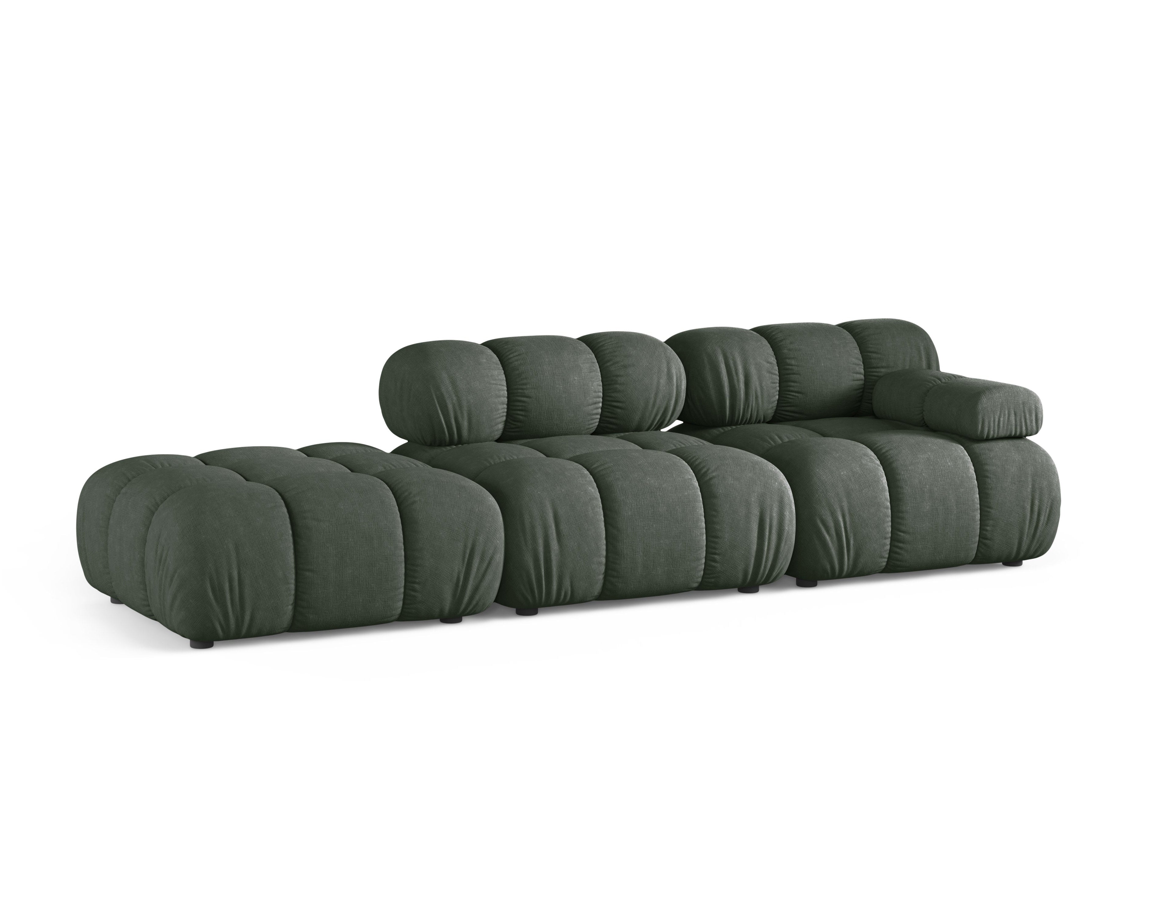 Modulares offenes Sofa BELLIS in Dunkelgrün, linksseitig.
