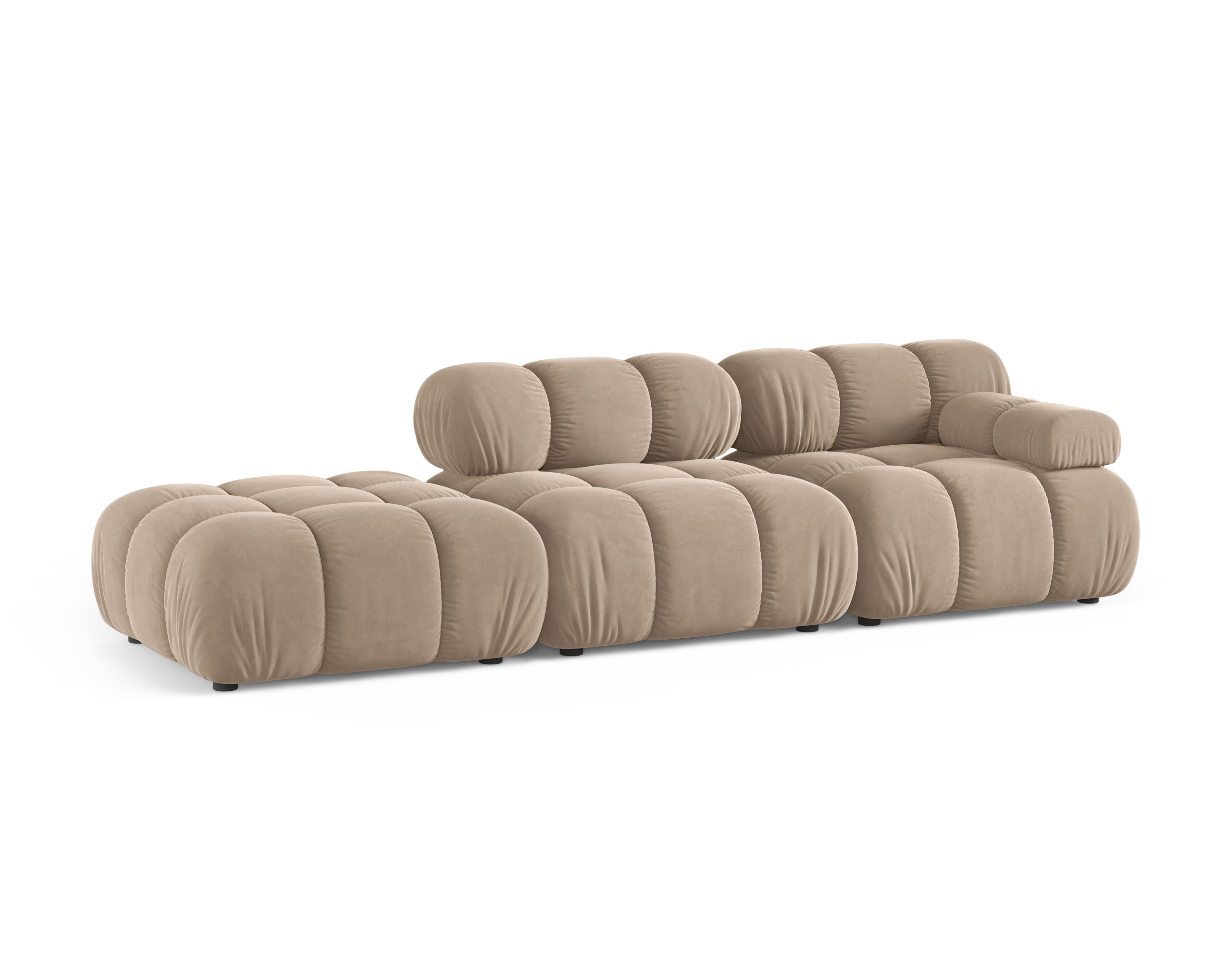 Modulares offenes linksseitiges Sofa BELLIS in beigem Velours