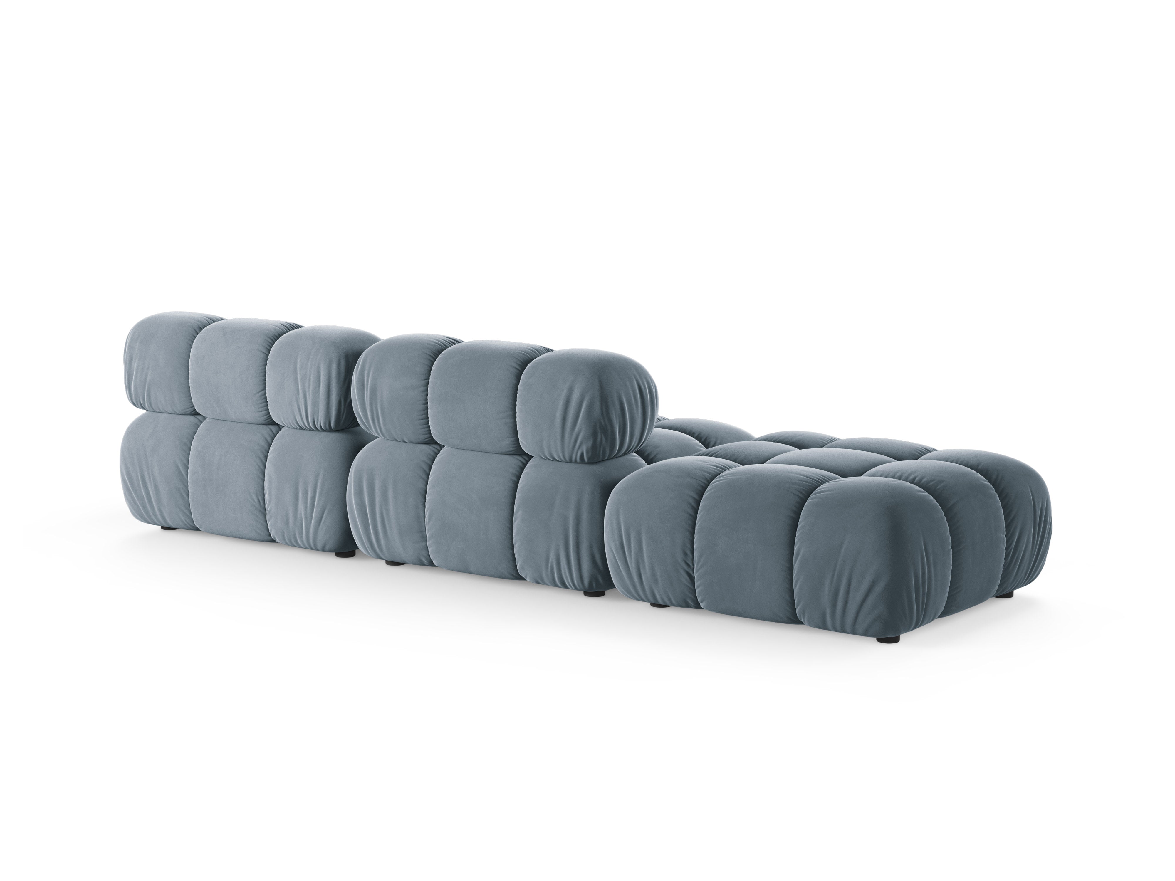 Modulares Samtsofa BELLIS in Blau, offen, linksseitig