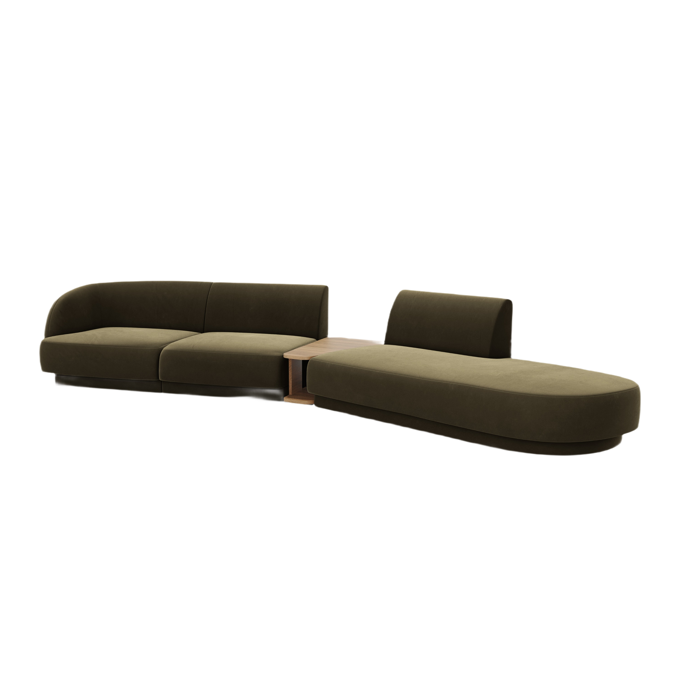 Modulares Sofa mit Tisch, 4-Sitzer, Samt MILEY, grün