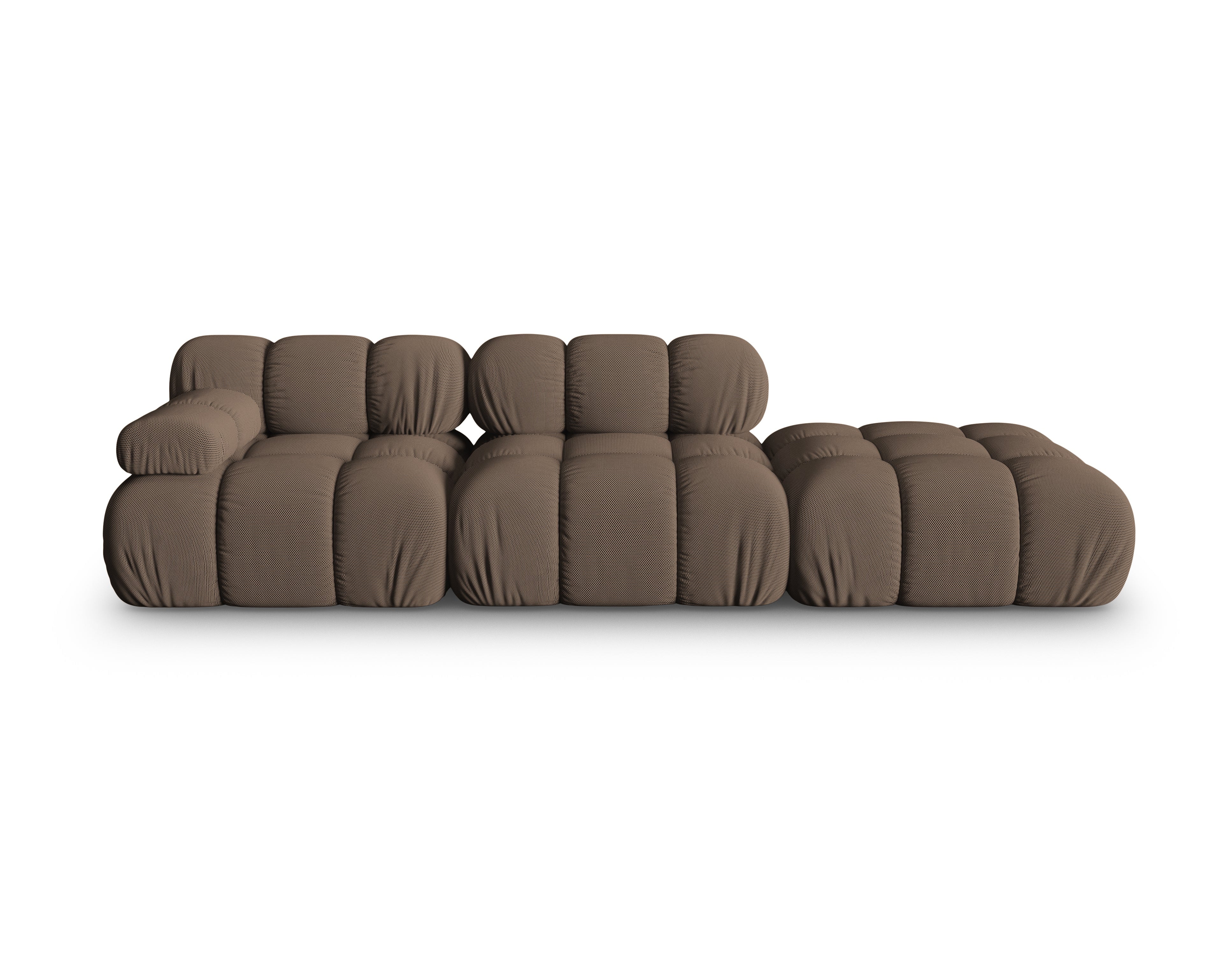 Modulares Sofa BELLIS mit offener rechter Seite in braunem 3D-Stoff