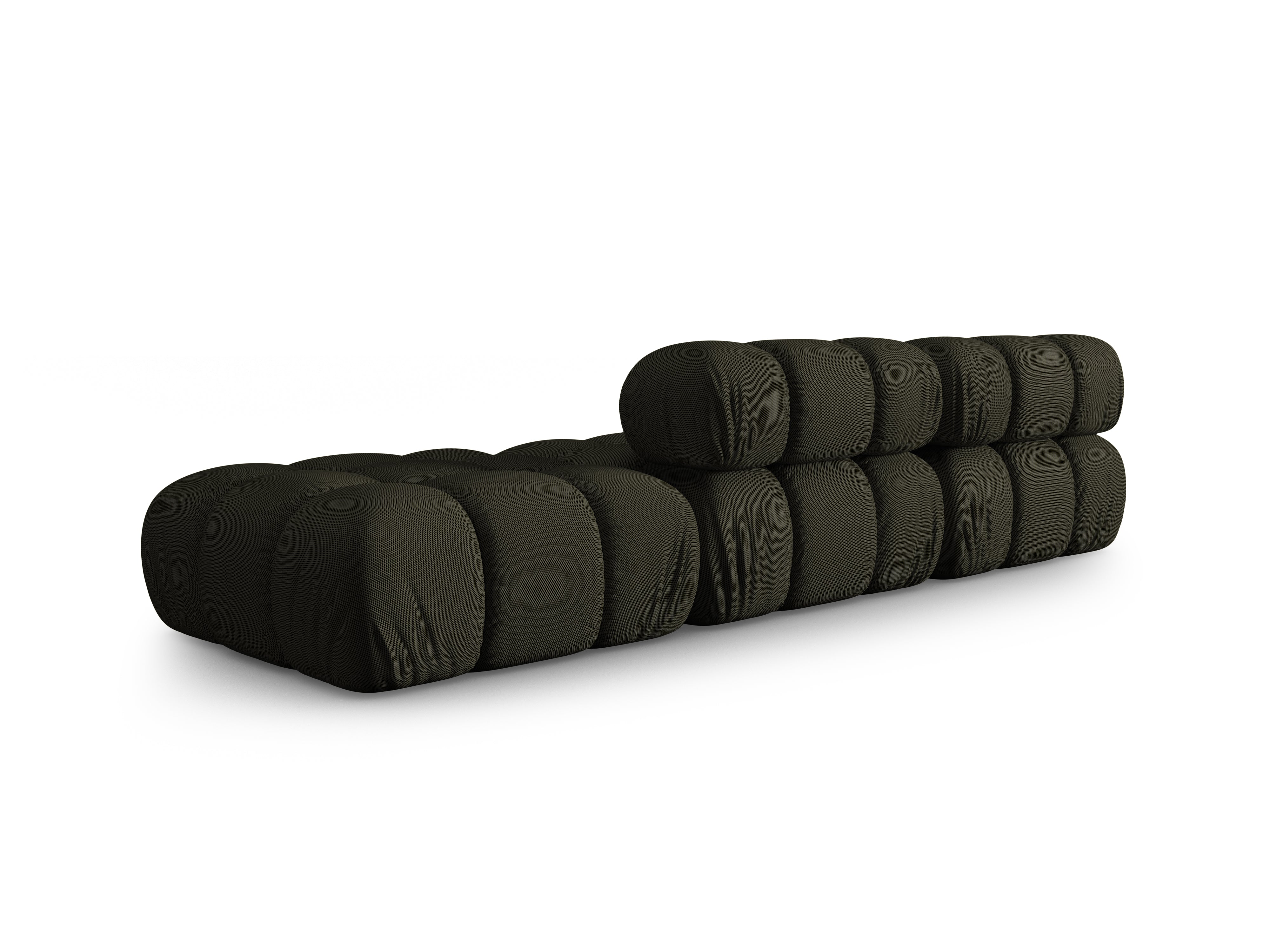 Modulares Sofa BELLIS mit offener rechter Seite in dunkelgrünem 3D-Stoff