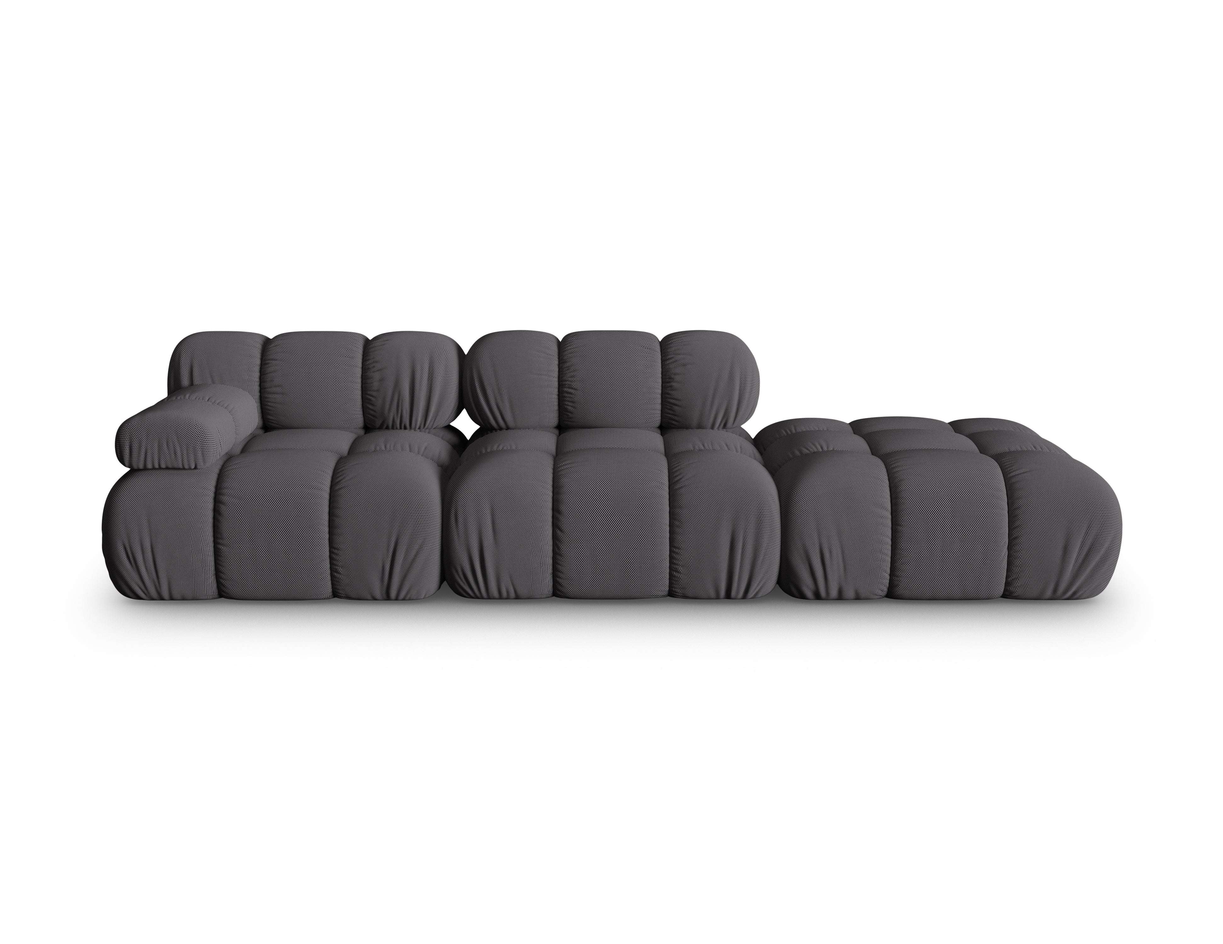 Modulares Sofa BELLIS mit offener rechter Seite in dunkelgrauem 3D-Stoff