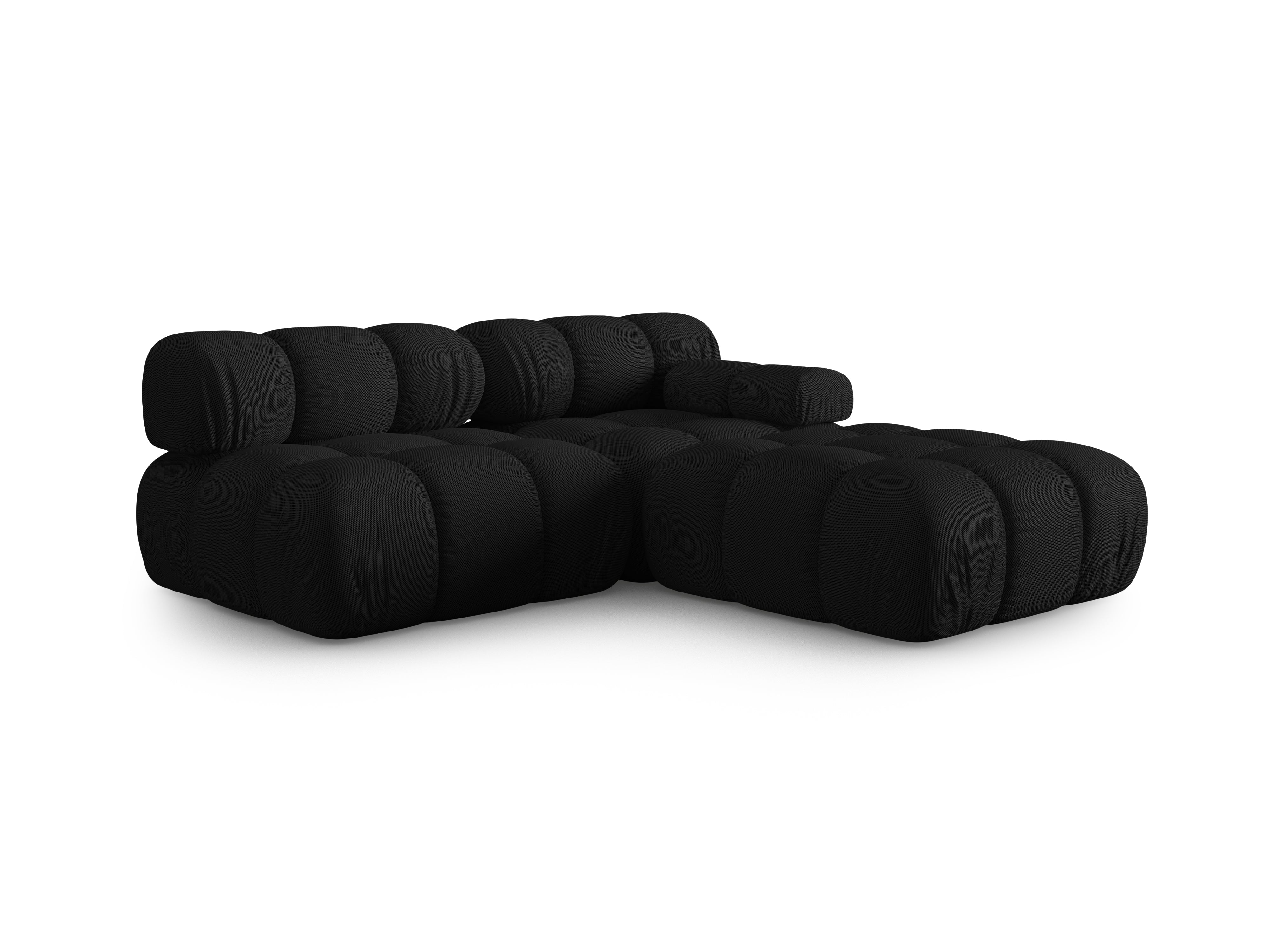 Modulares Sofa BELLIS mit offener rechter Seite in schwarzem 3D-Stoff