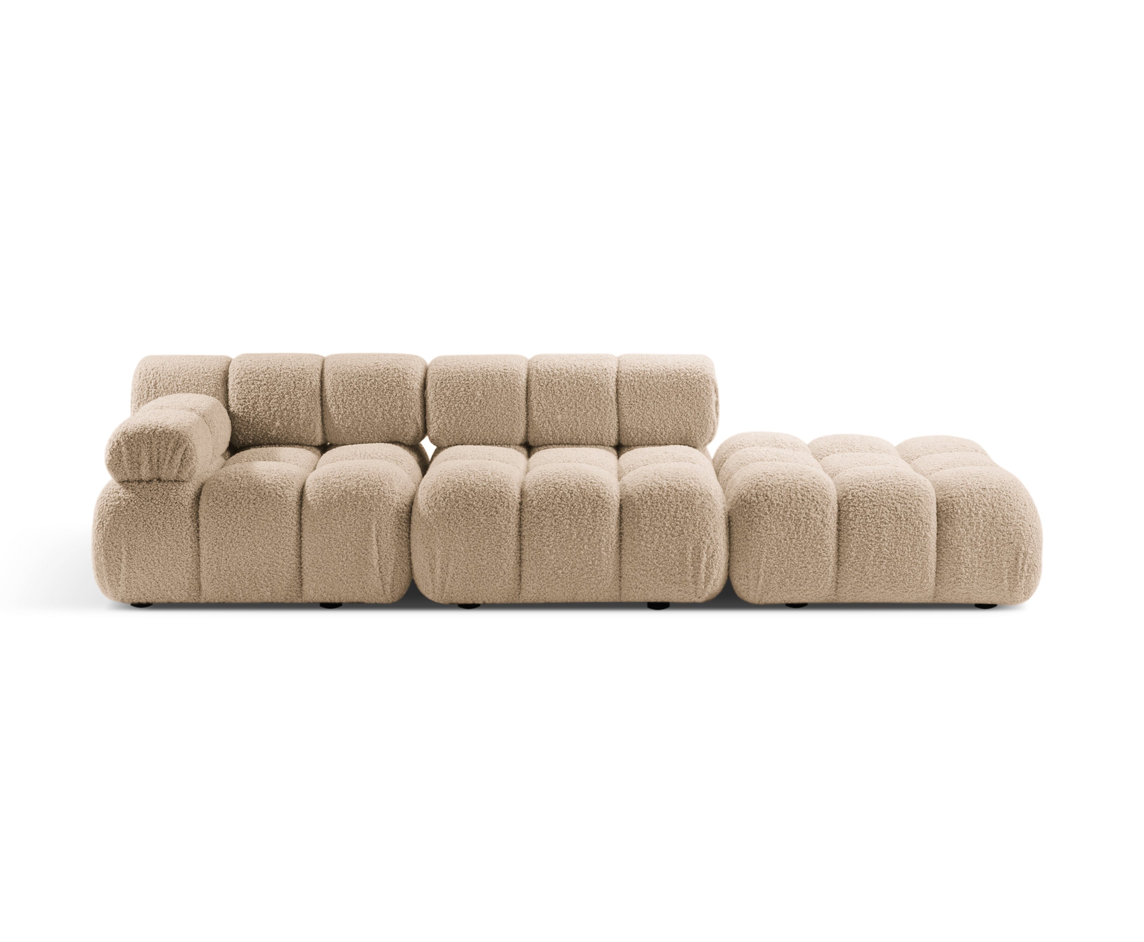 Modulares Sofa mit offener rechter Seite BELLIS in sandfarbenem Boucle.
