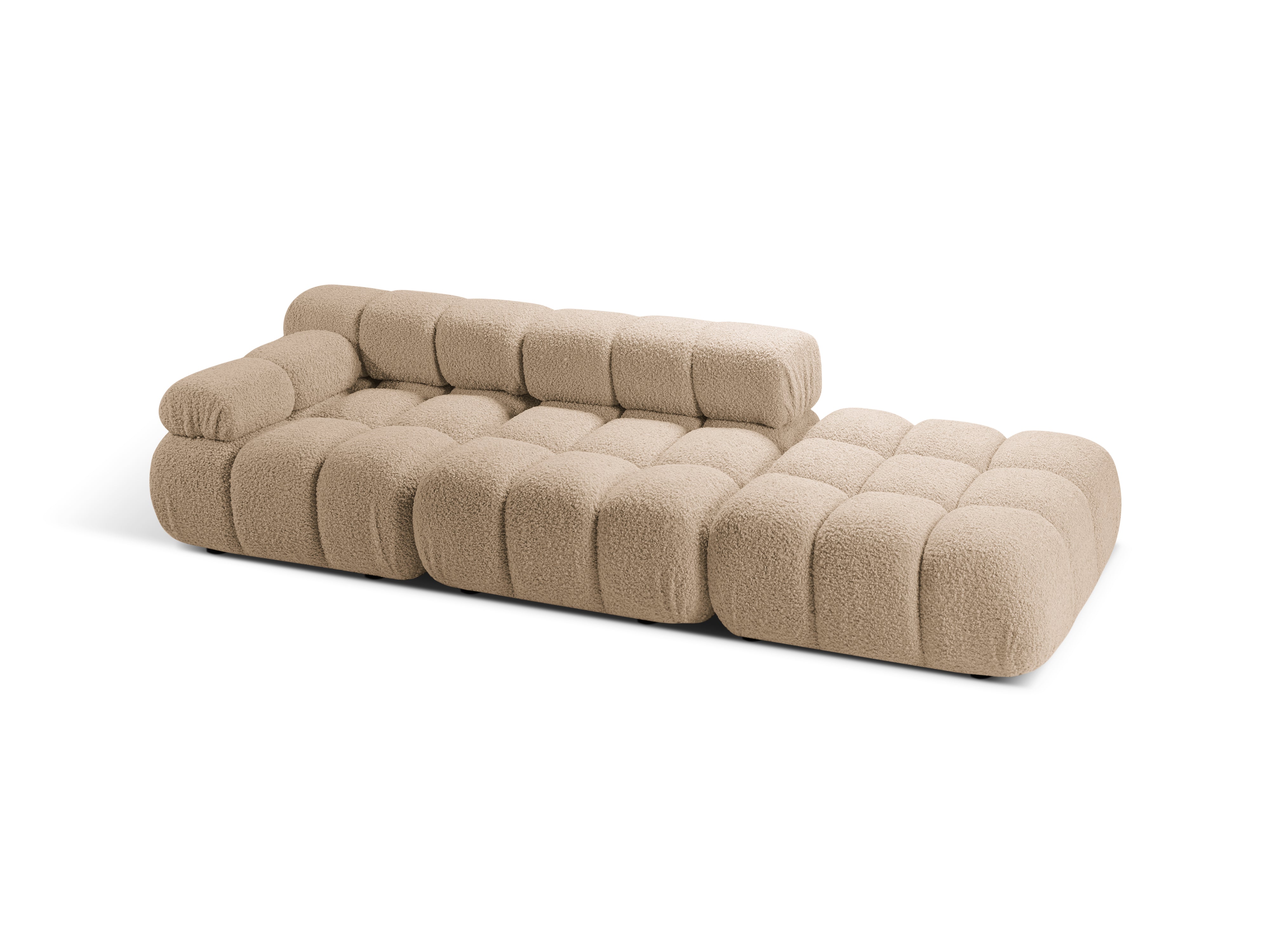 Modulares Sofa mit offener rechter Seite BELLIS in sandfarbenem Boucle.