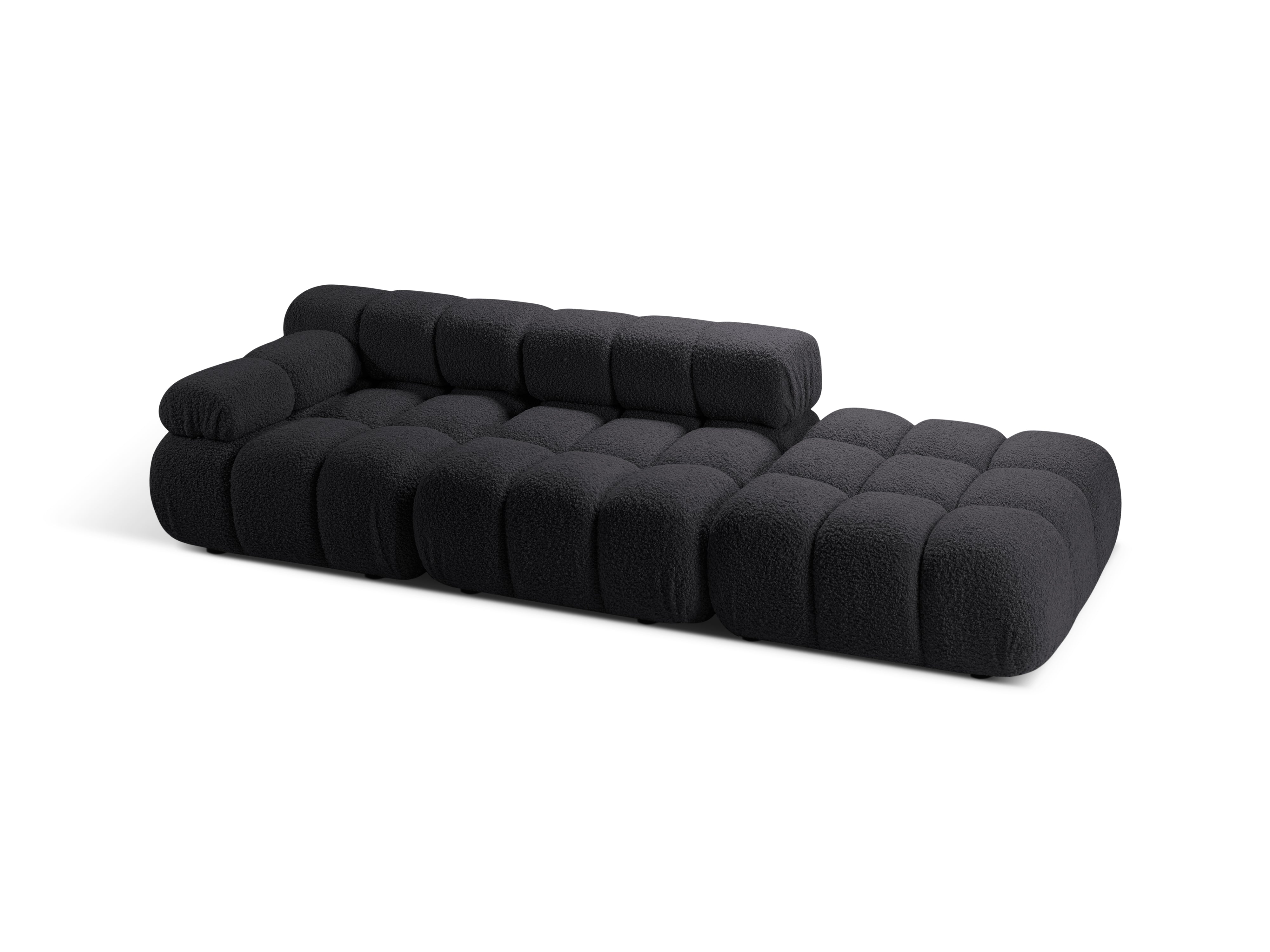 Modulares offenes Sofa BELLIS in grafitfarbenem Boucle, rechtsseitig.